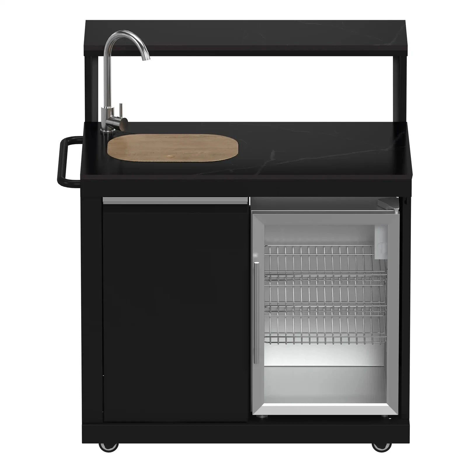 Forno All'Aperto FODKT2568BLK Outdoor Kitchen Set - Premium Stainless Steel BBQ Grill Island with Side Burner & Storage - Perfect for Backyard, Patio, and Poolside Entertaining