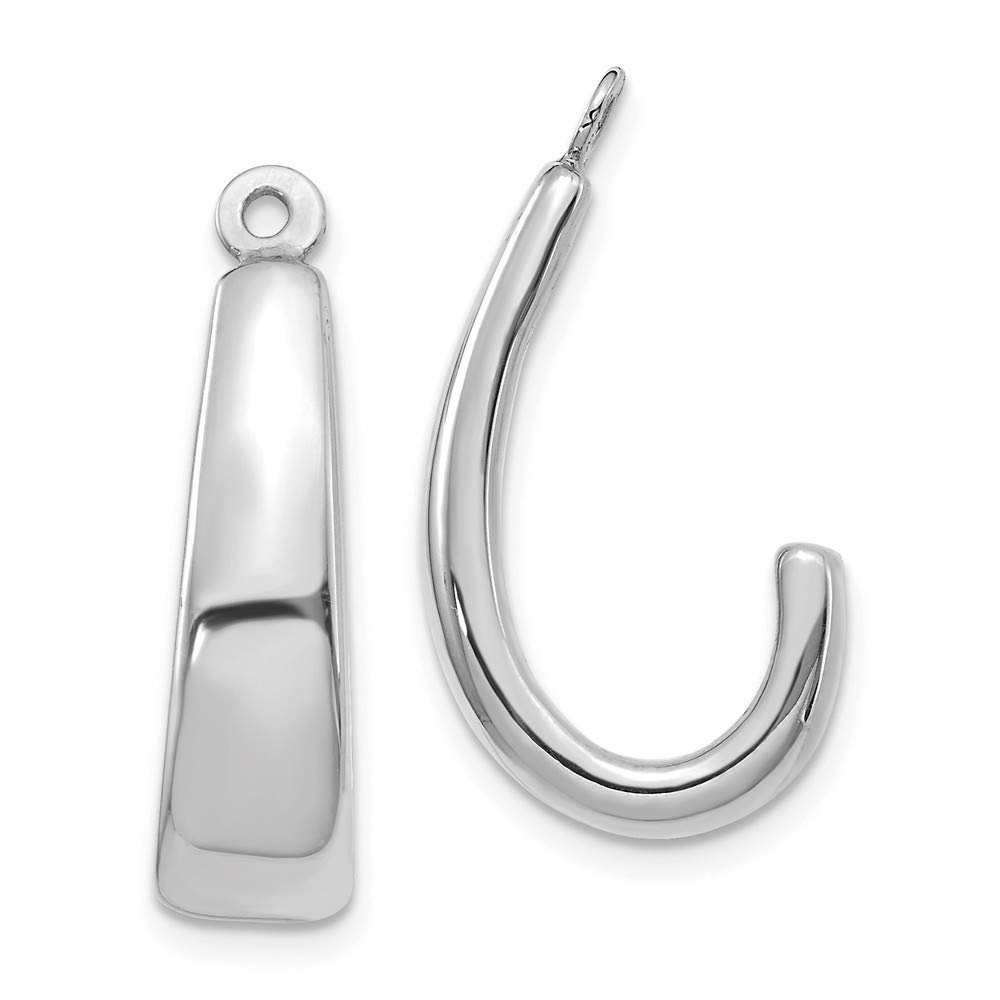 14K White Gold J Hoop Earring Jackets - Elegant Stud Enhancers for Everyday Wear & Special Occasions