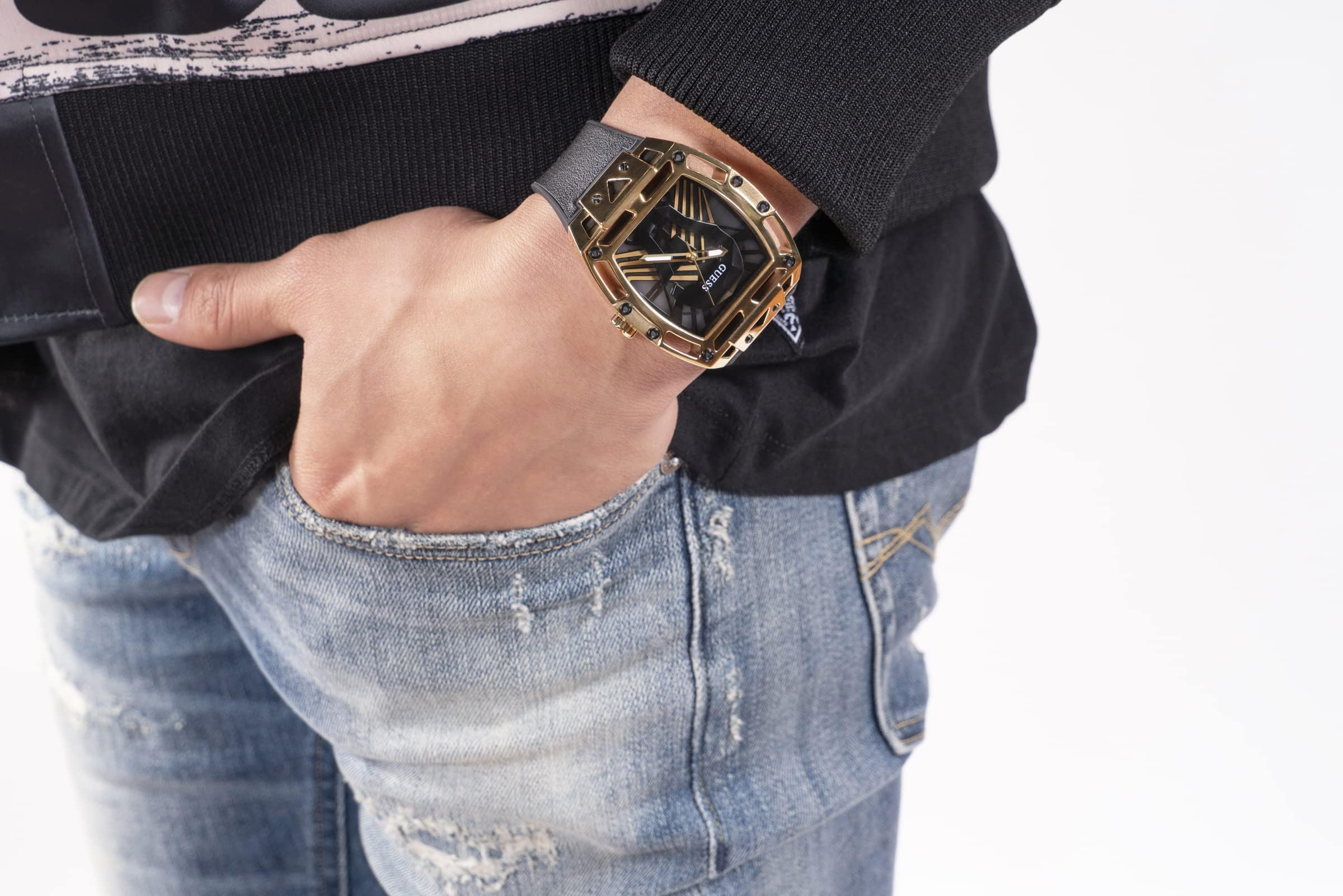 GUESS Men's 44mm Stainless Steel Chronograph Watch with Date Window - Water Resistant & Durable for Casual, Business & Outdoor Activities