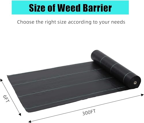 GARVEE 3.2oz 6ft x 300ft Heavy Duty Weed Barrier Landscape Fabric - Premium Garden Weed Control Fabric for Flower Beds, Vegetable Gardens & Landscaping Projects