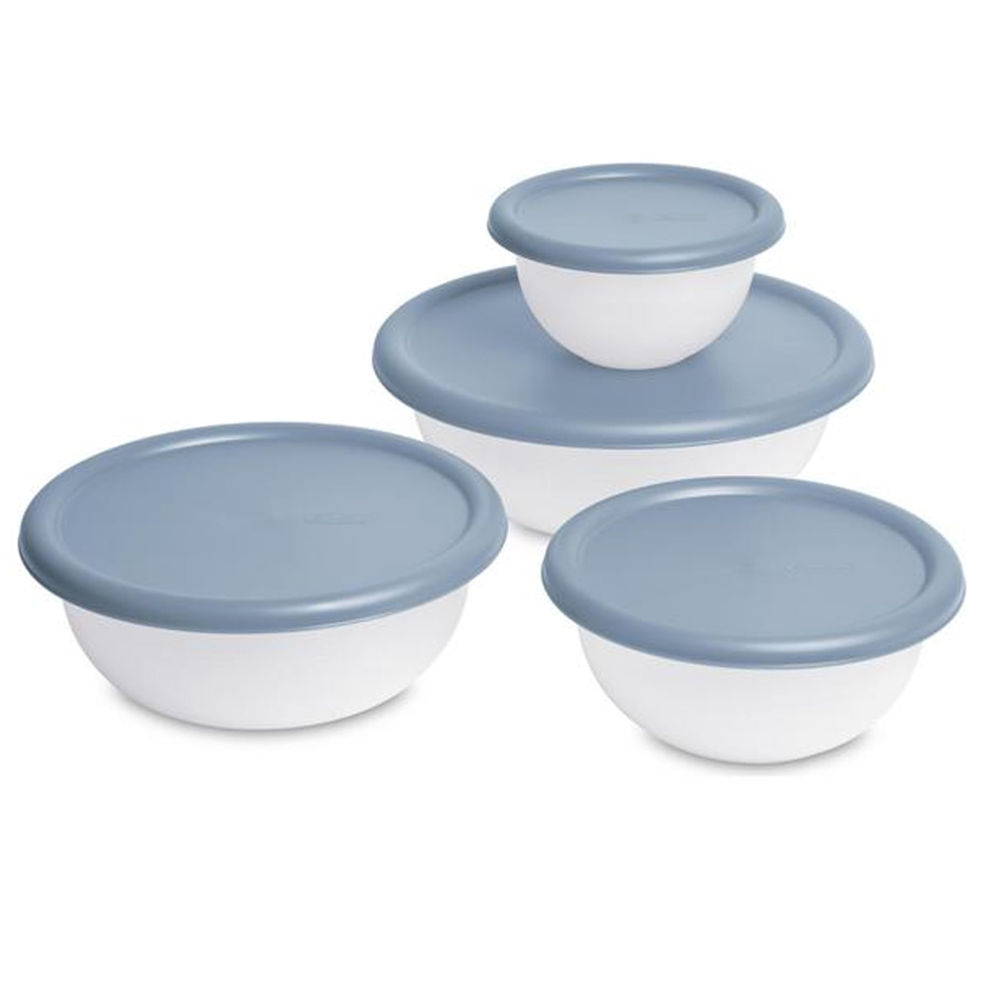 Sterilite 6-Piece Plastic Nesting Mixing Bowls with Lids & Pour Spouts - BPA-Free Food Storage Containers for Meal Prep, Baking & Kitchen Organization (Washed Blue) - Perfect for Cooking, Serving & Leftovers Storage