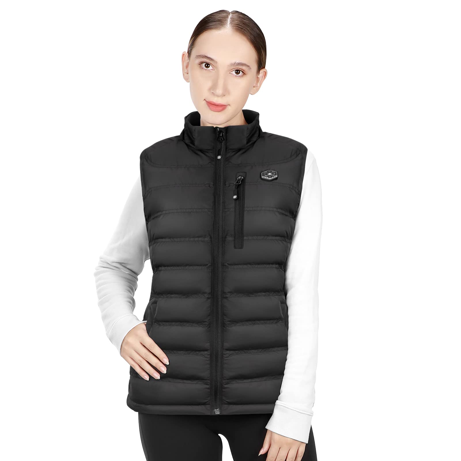 Women's Rechargeable Heated Vest with Detachable Hood - 4-in-1 Smart Temperature Controller - Winter Electric Warming Jacket for Outdoor Activities, Hiking & Cold Weather Commute