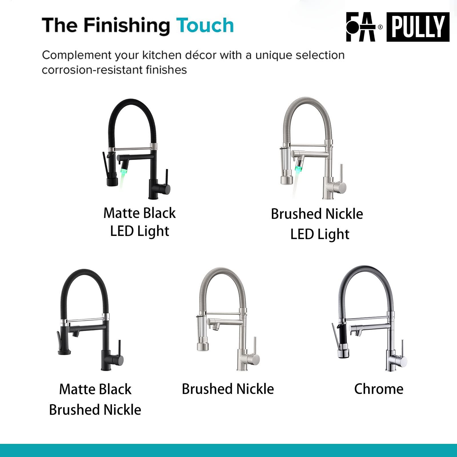 Fapully Pull Down Kitchen Faucet with Lock Sprayer - Single Handle Spring Stainless Steel Sink Faucet in Brushed Nickel | Ideal for Modern Kitchens, Restaurants & RV Use