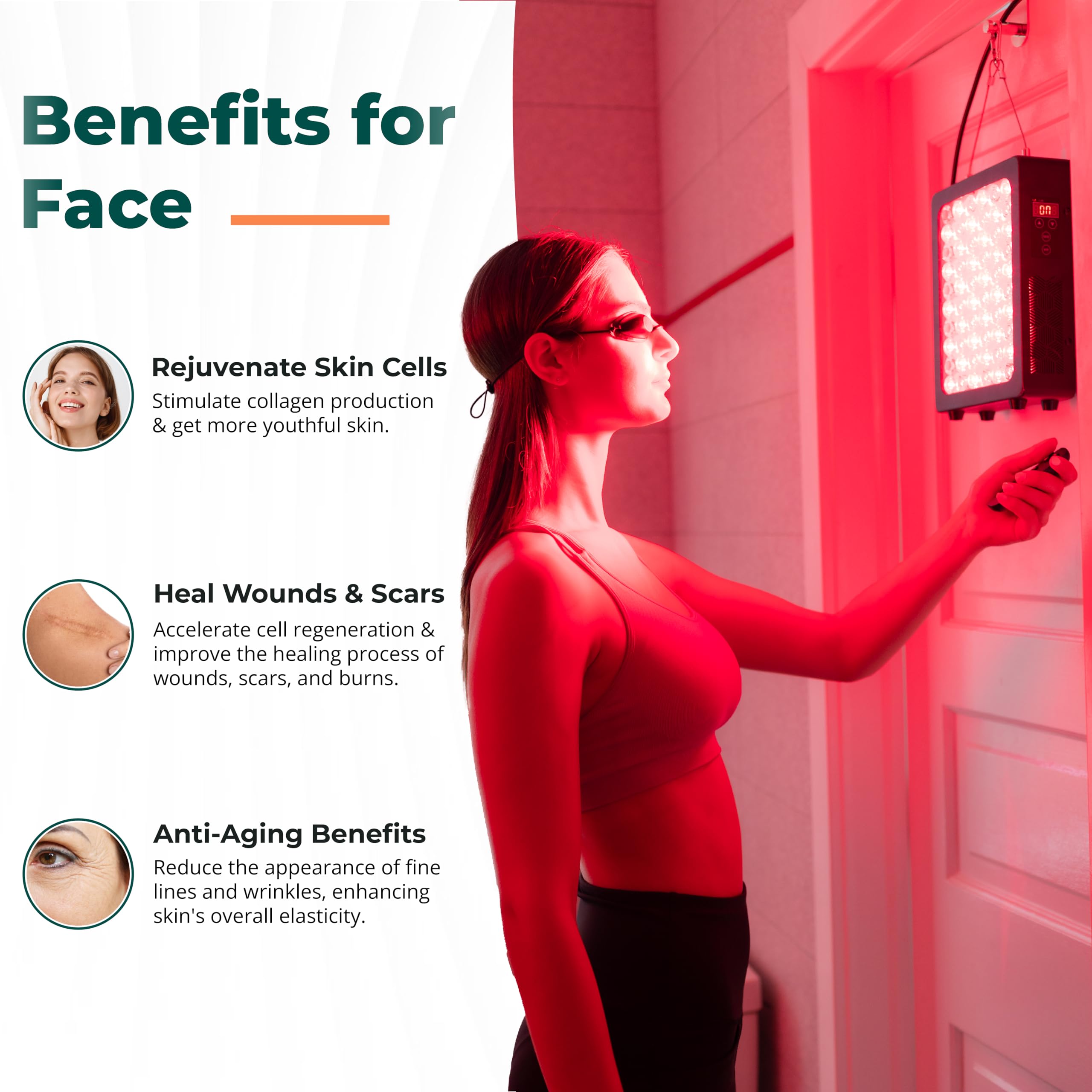 Red Light Therapy Device for Face and Body - Infrared Light Therapy with Remote Control & Timer - FSA Eligible - Perfect for Skin Rejuvenation, Pain Relief, and Muscle Recovery at Home