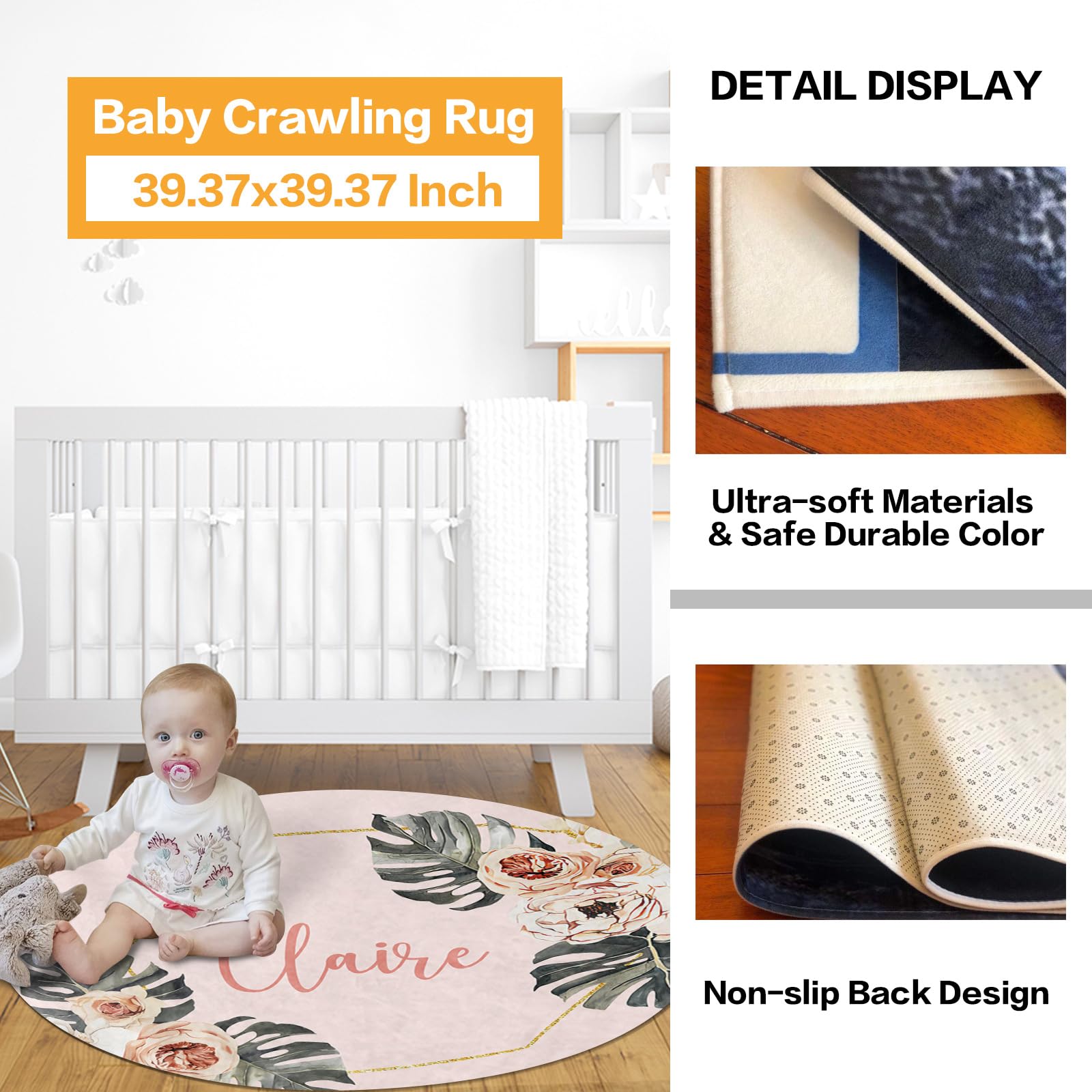 Custom Nursery Crib Bedding Set - Personalized Baby Blanket, Fitted Crib Sheet & Changing Pad Cover | Boho Green Leaves Pattern Pink Baby Room Decor | Perfect for Newborn Gifts & Nursery Design (Fixed Size) - Ideal for Baby Showers, Gender Reveals & Nursery Room Makeovers