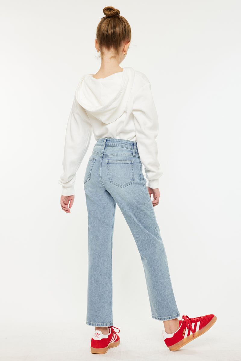Sav High Rise Straight Kids Jeans - Comfortable & Stylish Denim Pants for Girls & Boys | Perfect for School, Play & Everyday Wear