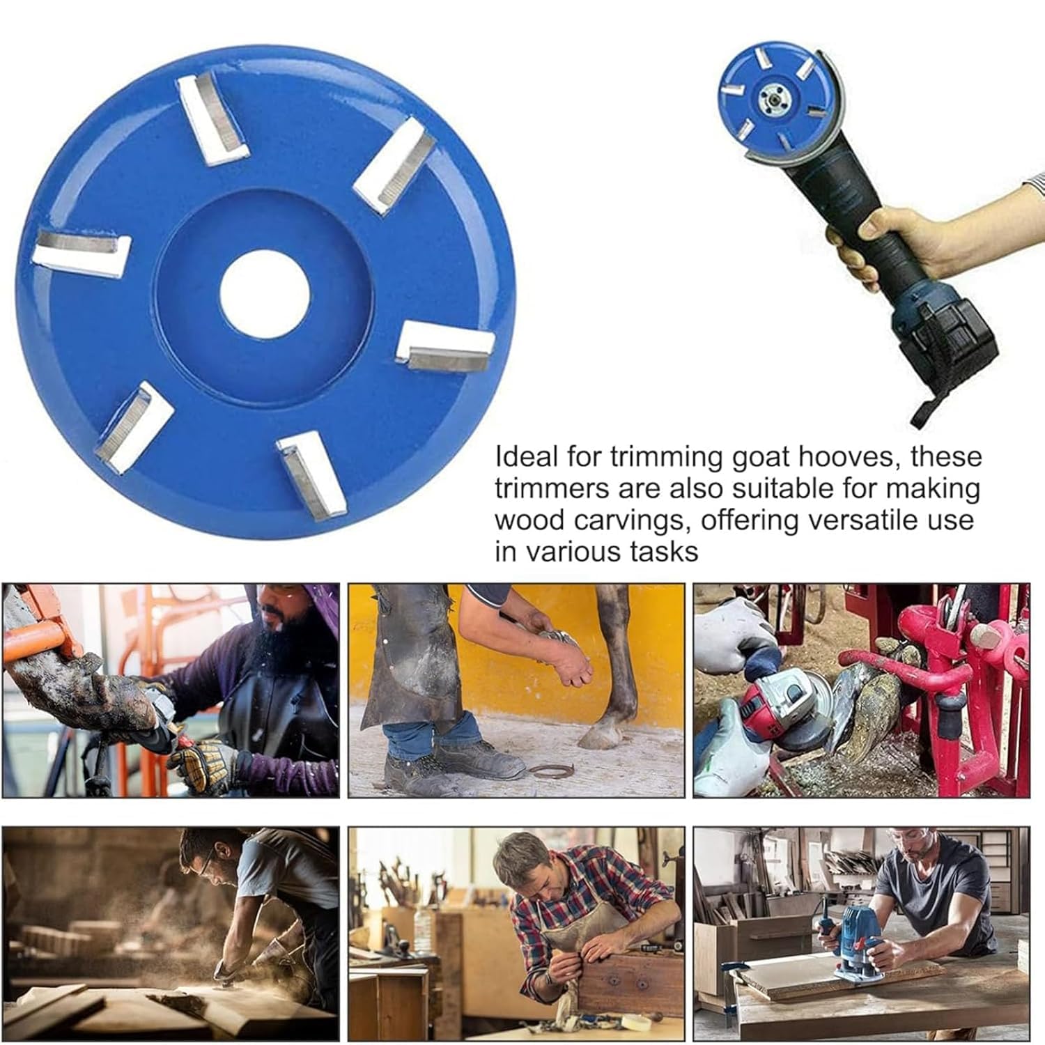 Backkitchen 6 Teeth Wood Carving Disc - Stump Grinder Blade for Angle Grinder (22mm Inner Diameter, Flat Blade) - Perfect for Tree Stump Removal, Wood Carving & DIY Projects