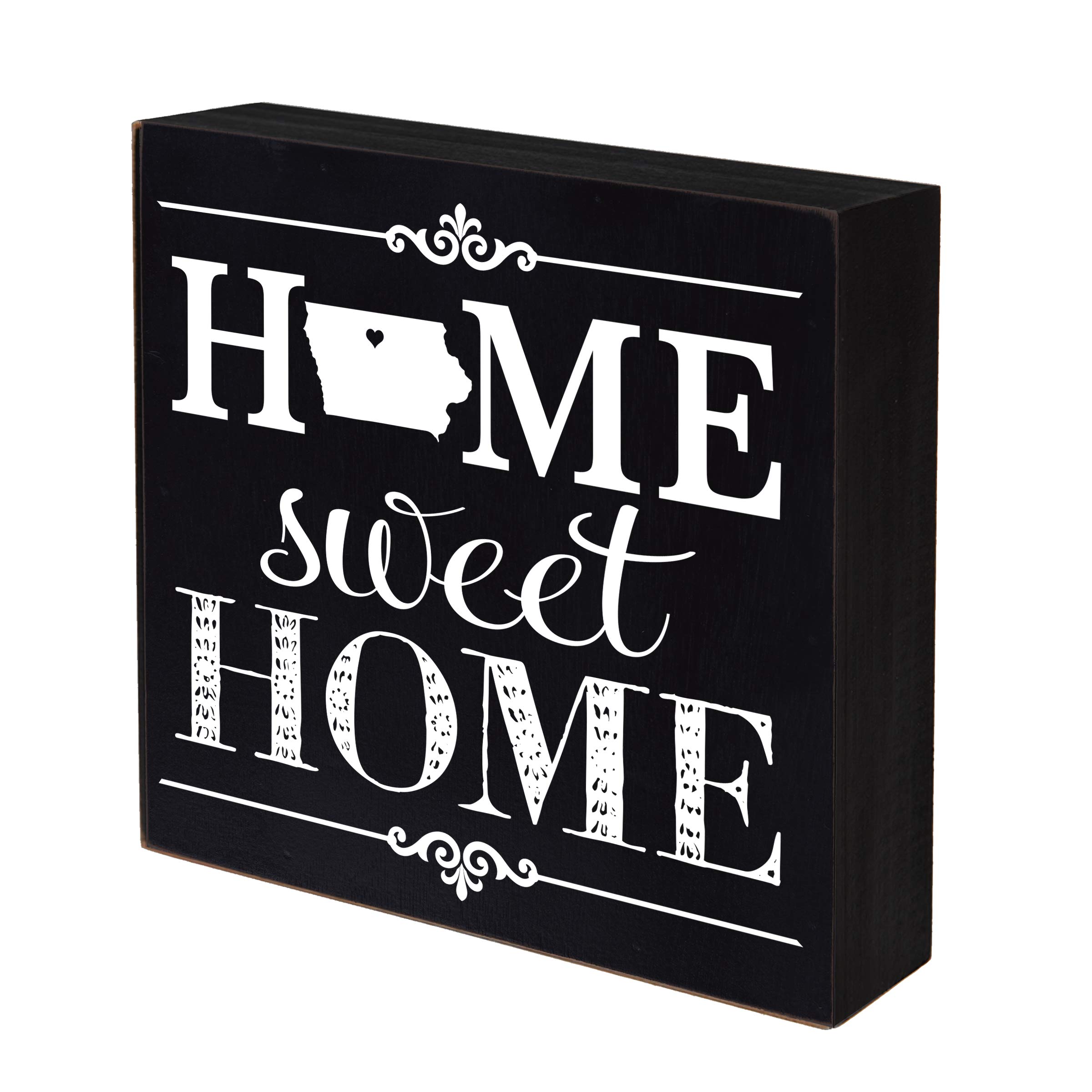 LifeSong Milestones Iowa Home State Shadow Box - 6x6 Inch Black Wall Decor for Home Sweet Home, Family Established Housewarming Gift - Perfect for Shelves, Tables & Wall Display