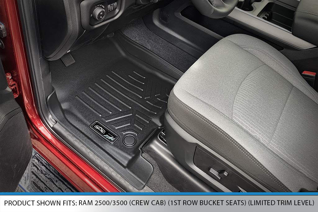 Premium SMARTLINER Custom Fit Floor Mats for 2019-2022 Ram 2500/3500 Crew Cab - 2 Row All-Weather Liners (Black) | Perfect for Truck Owners, Off-Road Adventures & Daily Commutes