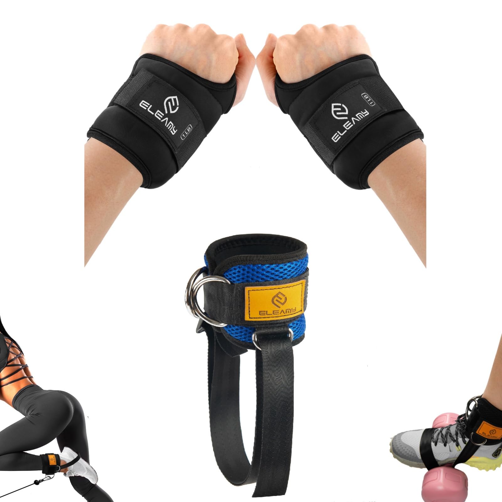 Dumbbell Feet Attachment & Adjustable Wrist Weights Set for Ankle & Arm Strength Training - Perfect for Home Workouts, Yoga, and Fitness Exercises