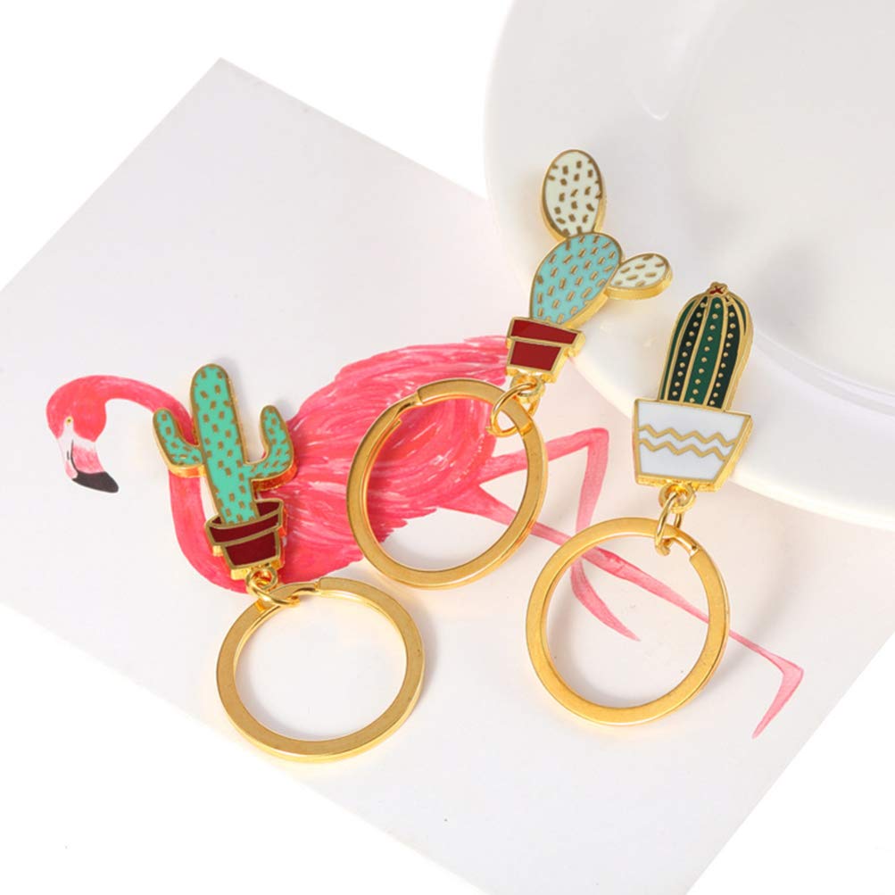 3Pcs Adorable Succulent Cactus Keychain Set - Cute Plant-Themed Alloy Pendant Key Rings for Girls, Women, Teens - Perfect for Backpacks, School Bags, Purse Accessories & Gift Giving