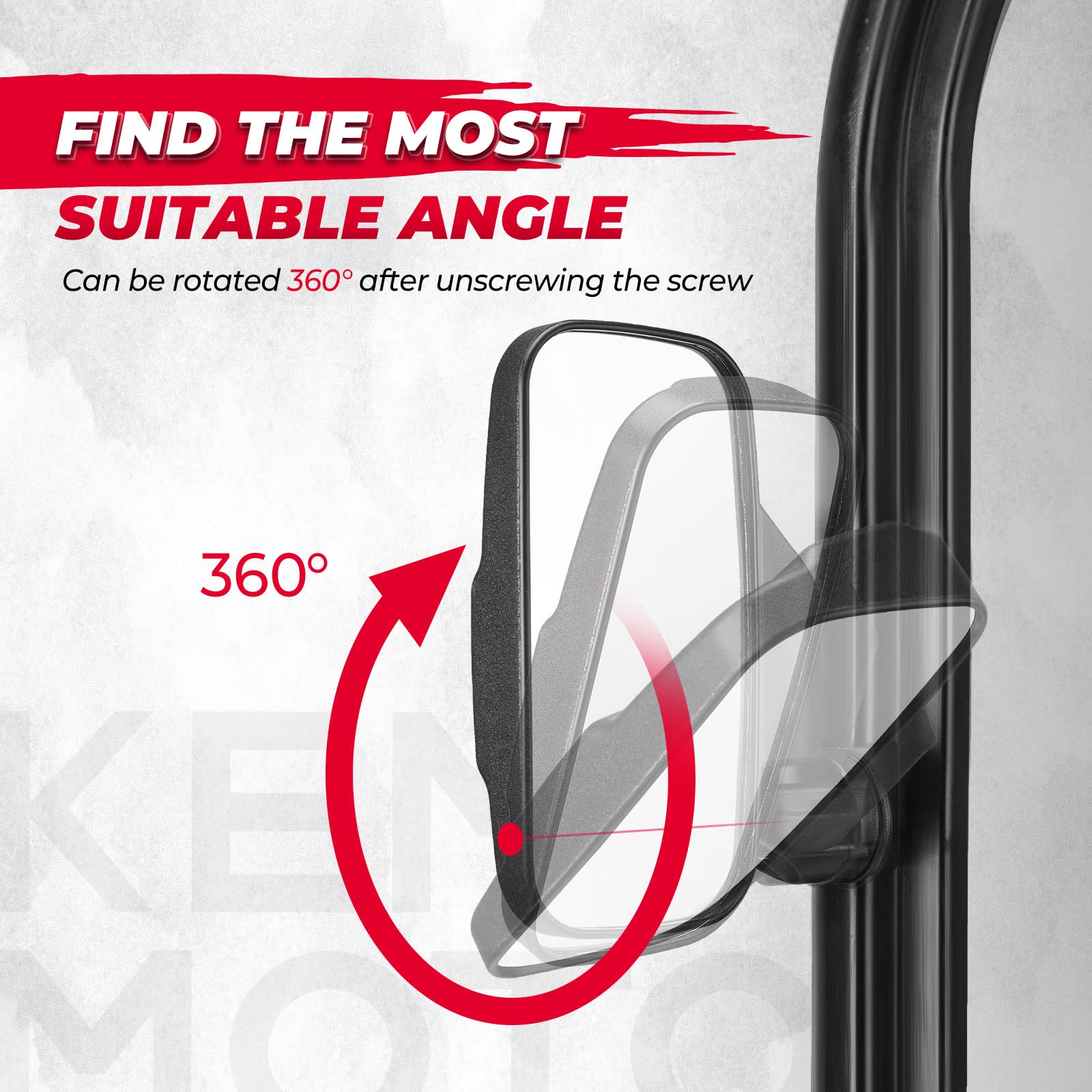 KEMIMOTO UTV Side Mirrors and Center Mirror Set - Compatible with Polaris Ranger 500 570 900 1000 XP - Pro-Fit Profiled Tube Rearview Mirrors for Enhanced Visibility and Safety - Perfect for Off-Roading, Hunting, and Farm Work