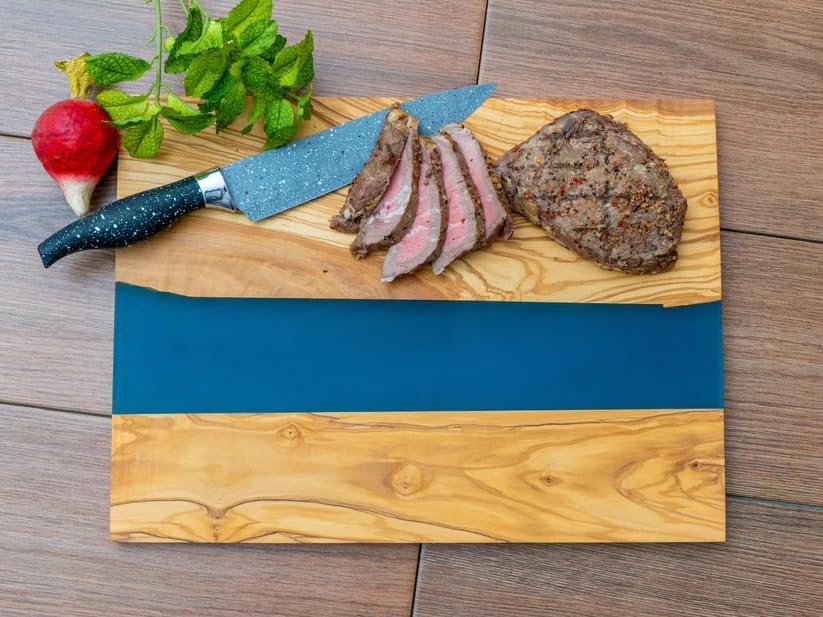 Makerflo 10-Piece Olive Wood Resin Cutting Board Set for DIY Crafting - Laser Engraving, Epoxy, UV DTF & Vinyl Projects | Durable Wooden Chopping Block with Mineral Oil Coating | Perfect for Kitchen, Home Decor & Personalized Gifts