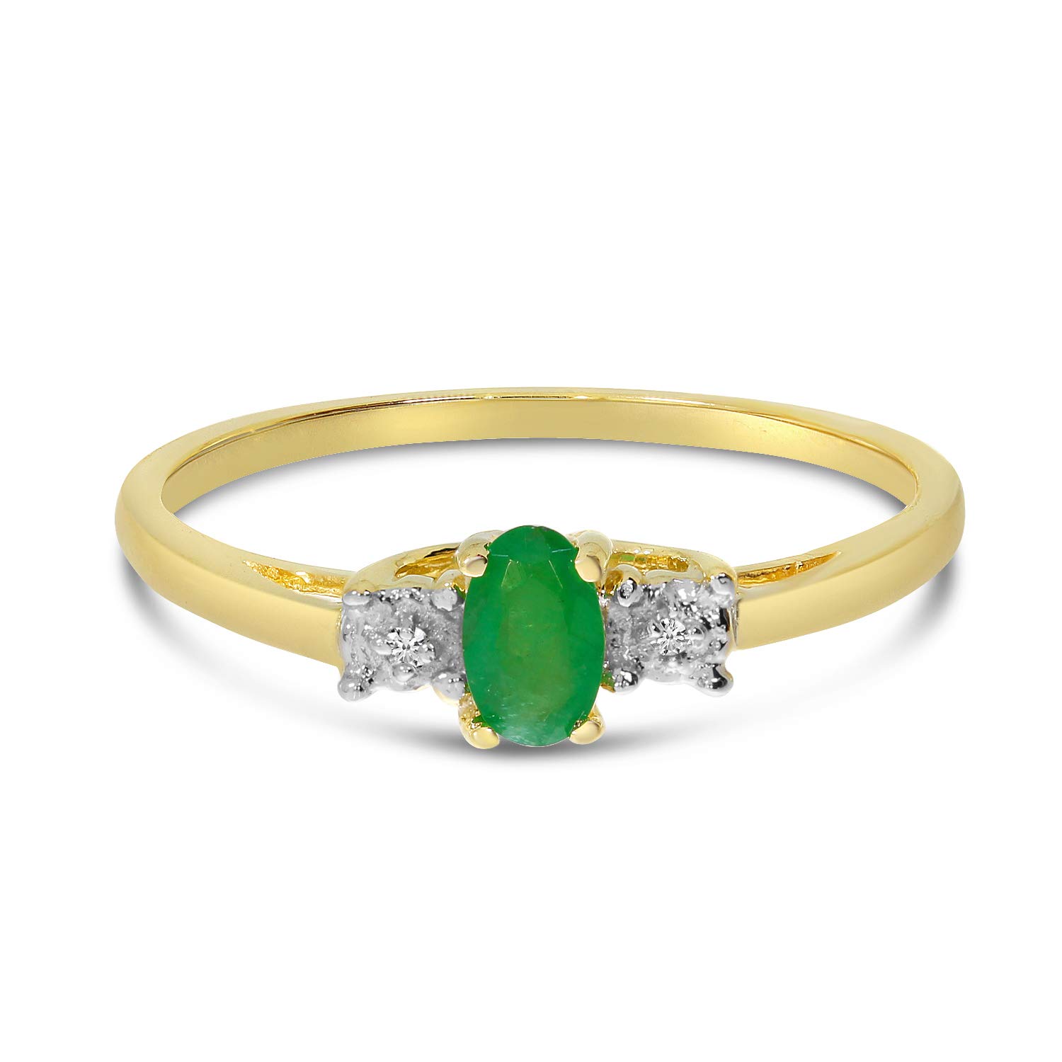 14K Yellow Gold Emerald and Diamond Ring for Women | Elegant Engagement, Wedding, Anniversary Gift | Perfect for Special Occasions & Everyday Luxury