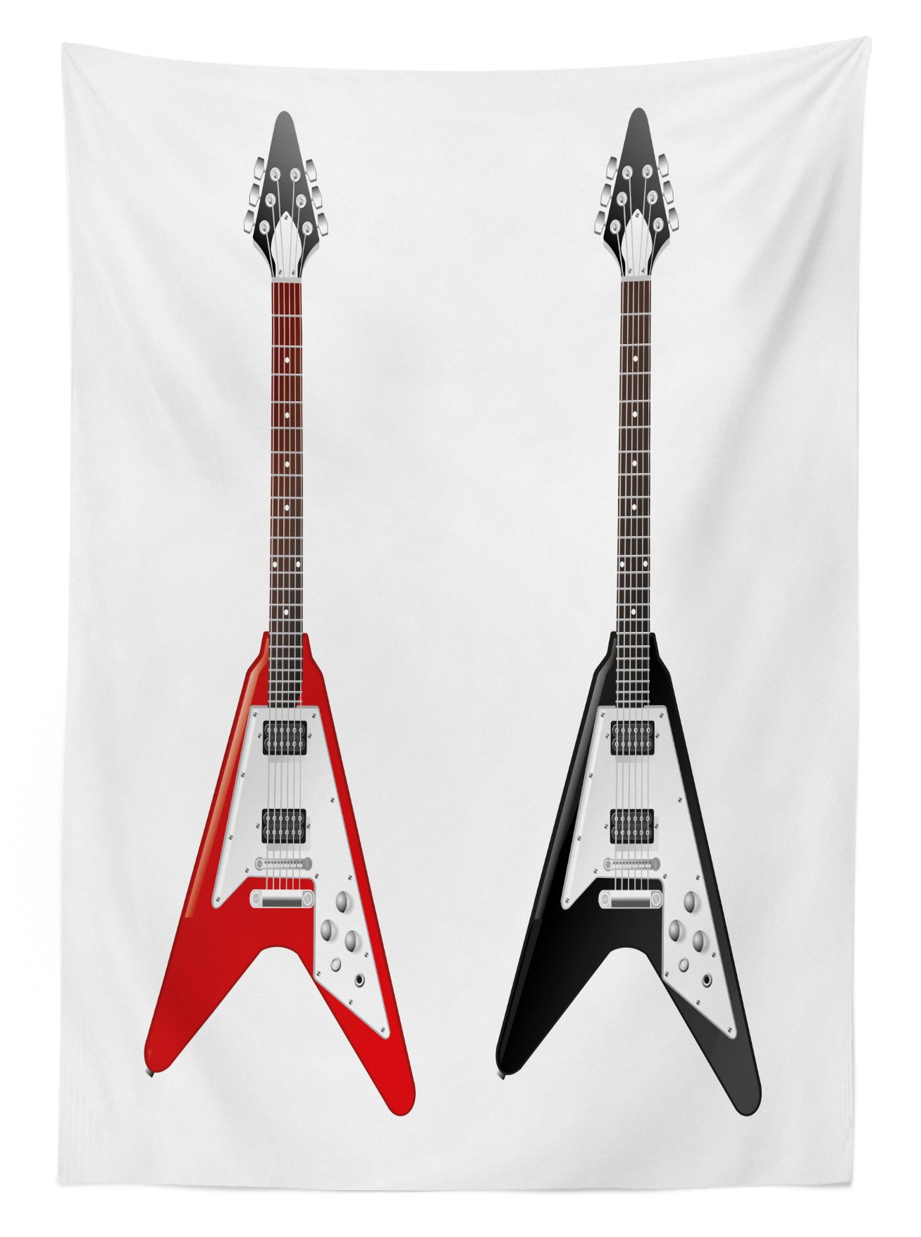 Ambesonne Guitar Print Outdoor Tablecloth - Waterproof Washable Picnic Table Cover with Rock & Roll Music Theme - 58