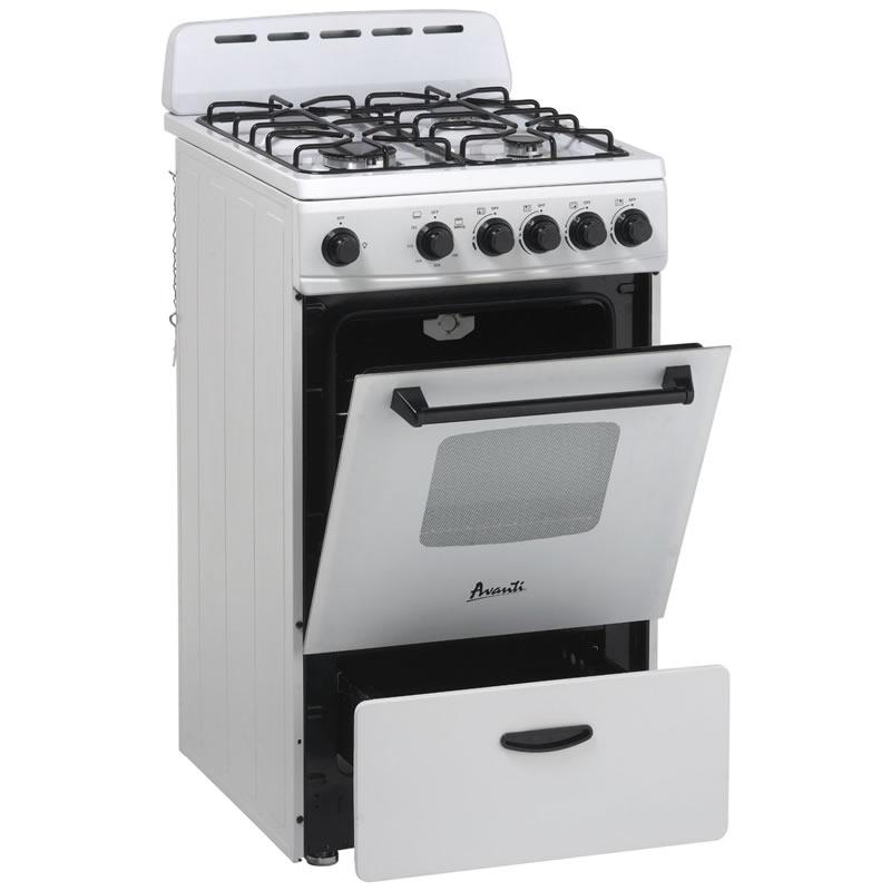Avanti 20 Inch Freestanding Gas Range GR2011CW - Professional Stainless Steel Stove for Home Kitchen Cooking, Baking & Roasting | Perfect for Apartments, Small Kitchens & RV Living