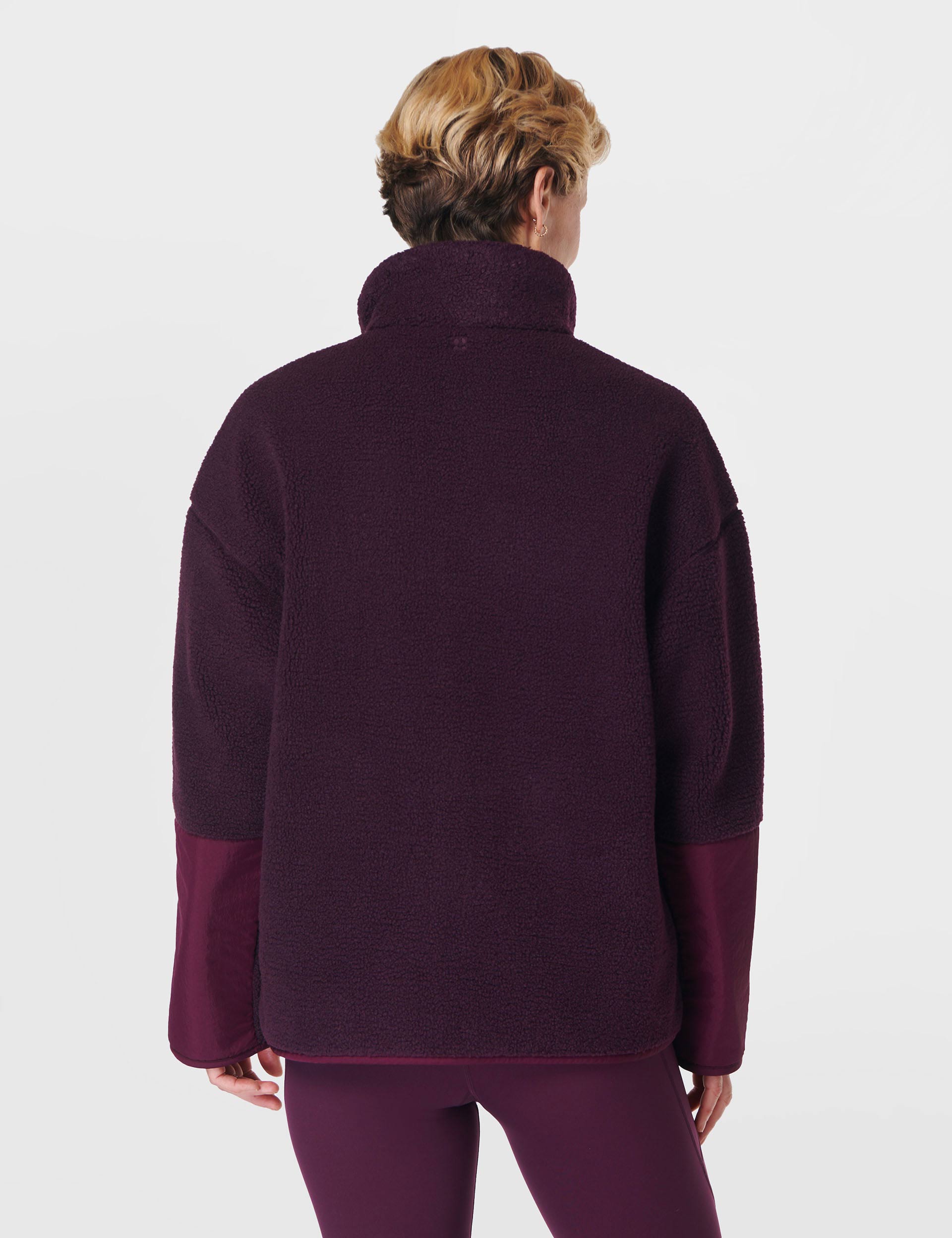 Soft Plush Textured Zip Up Hoodie - Midnight Cherry Purple for Women | Cozy Winter Loungewear & Casual Outfit