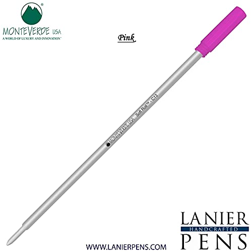 Monteverde Soft Roll Ballpoint Ink Refill C13 - Compatible with Cross Style Pens - Pink Medium Tip 0.7mm - 1 Pack - Smooth Writing for Office, School & Journaling