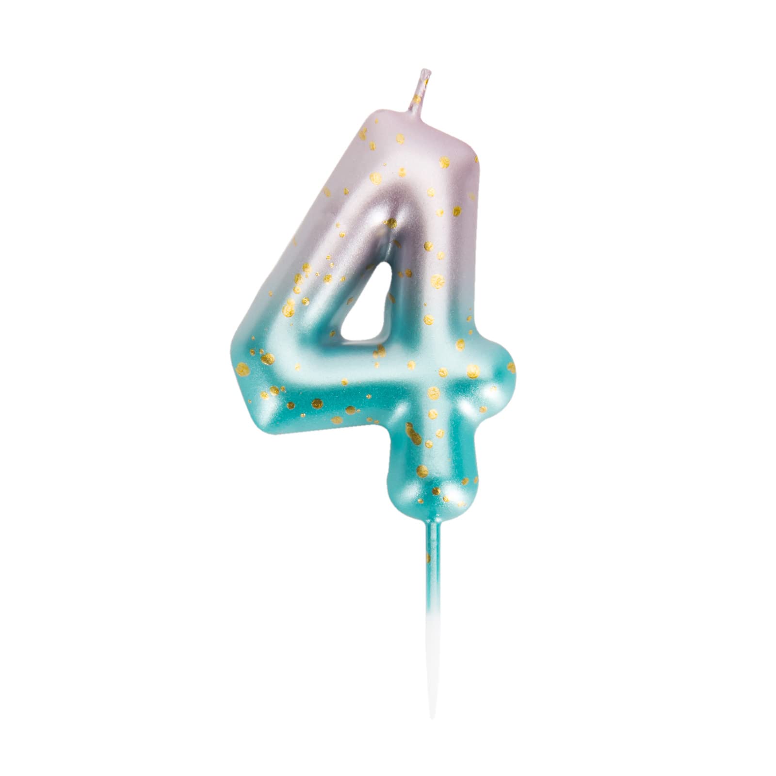 UVTQSSP Pink & Green Gradient Glitter Number 4 Birthday Candles - Cake Topper Decorations for Kids & Adults - Perfect for Birthday Parties, Anniversaries & Celebration Cakes