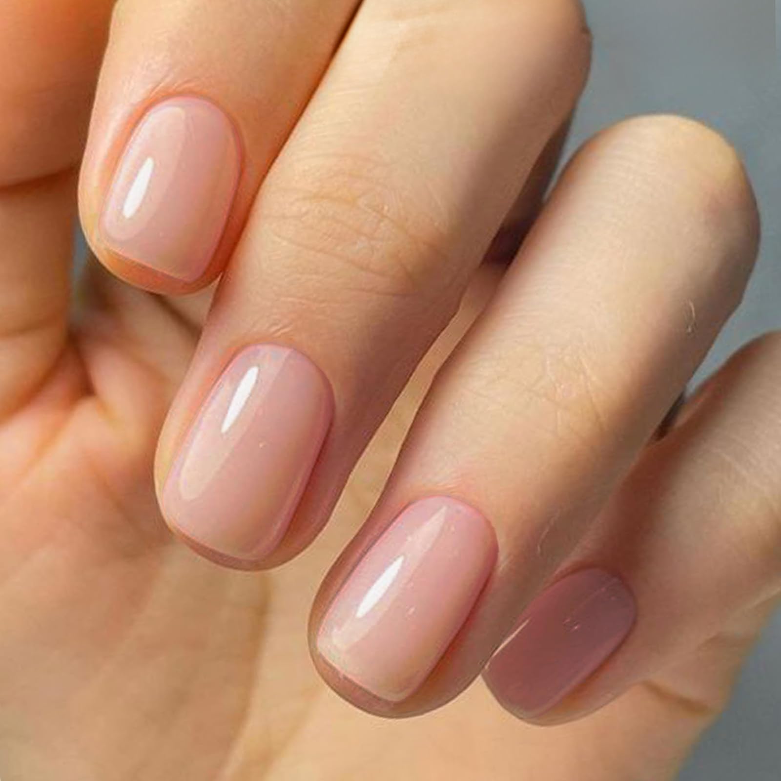 GLAMERMAID 24Pcs Extra Short Squoval Press on Nails - Spring Summer Nude Jelly Gel Glue on Fake Nails with Glossy UV Finish, Reusable Acrylic False Nails Manicure Kit for Women | Perfect for Daily Wear, Parties, Weddings & Special Occasions