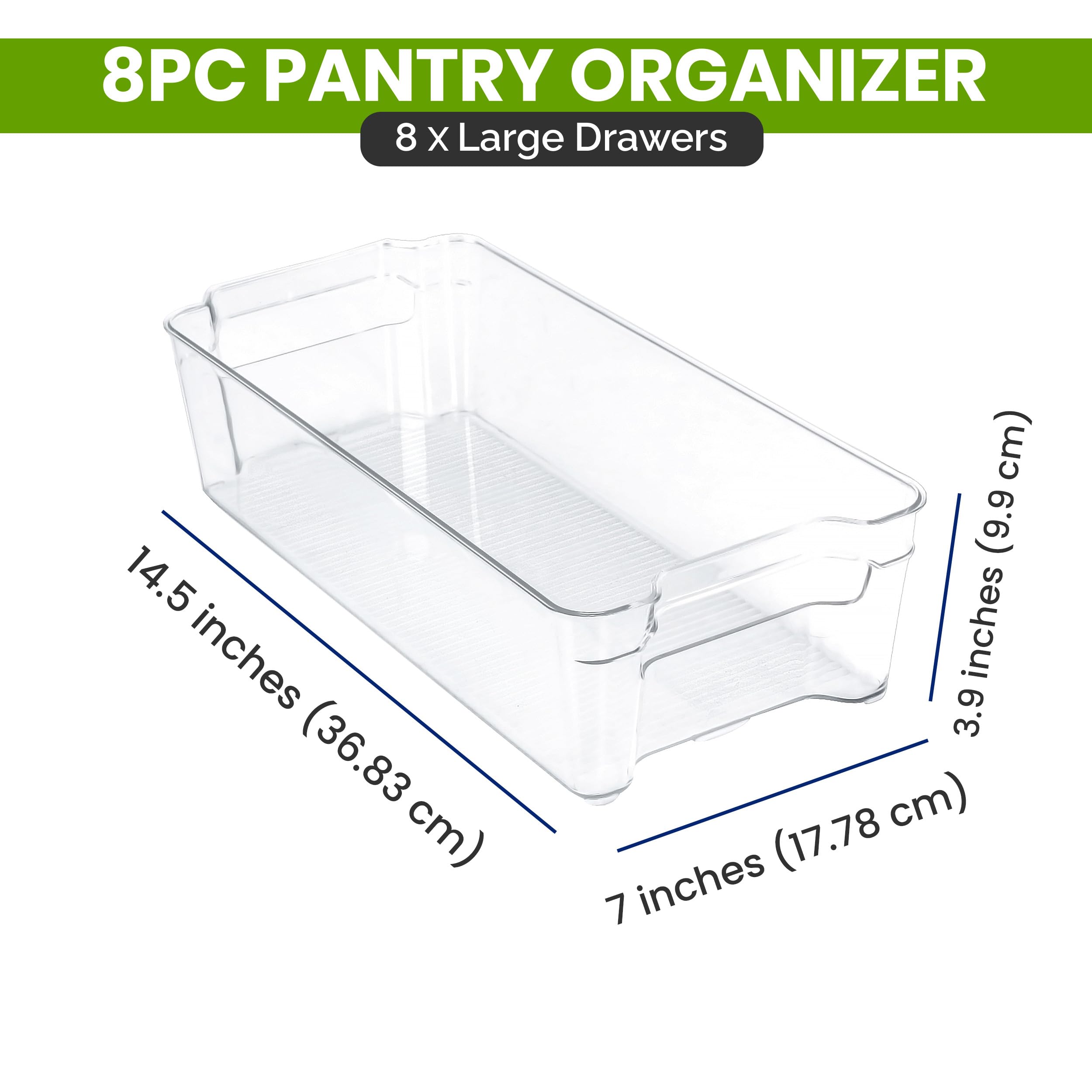Utopia Home - 4 Pack Large Stackable Refrigerator Organizer Bins for Fridge, Pantry & Kitchen Storage - Clear Plastic Food Storage Containers for Fruits, Vegetables & Snacks - Space Saving Home Organization Solutions