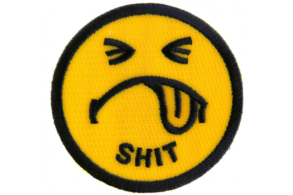 Sh*t Smiley Face Iron-On Patch - Funny Embroidered Badge for Jackets, Hats & Backpacks - Perfect for DIY Crafts & Punk Fashion Accessories