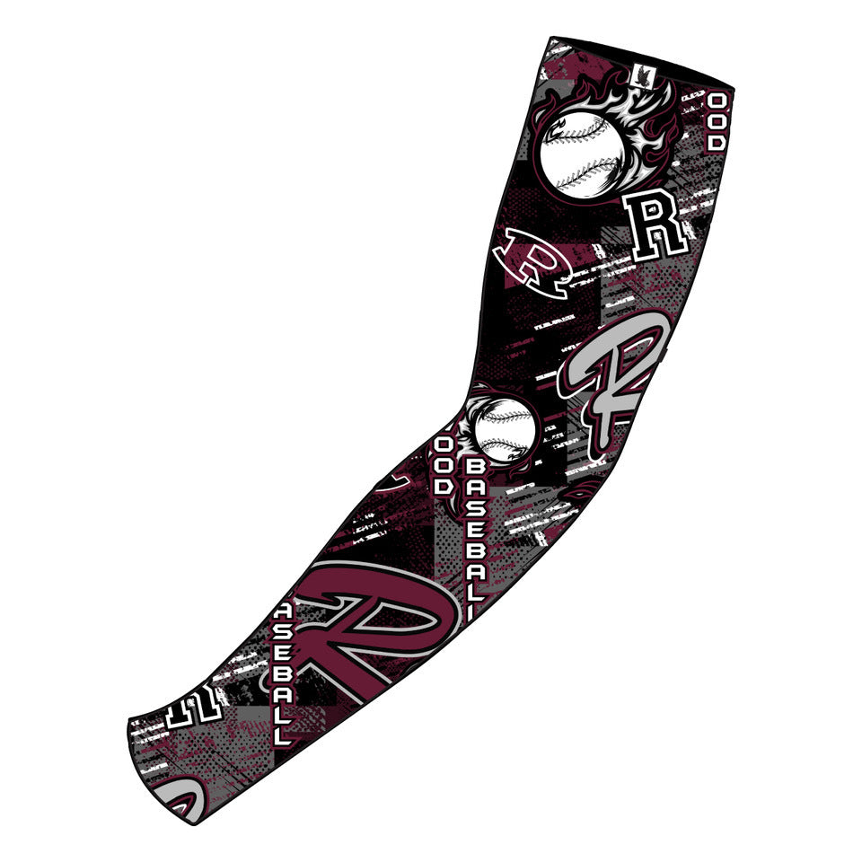 Youth Ridgewood Baseball Sleeve - Maroon & Black Compression Arm Sleeve for Baseball, Softball & Outdoor Sports - Perfect for Training, Games & UV Protection