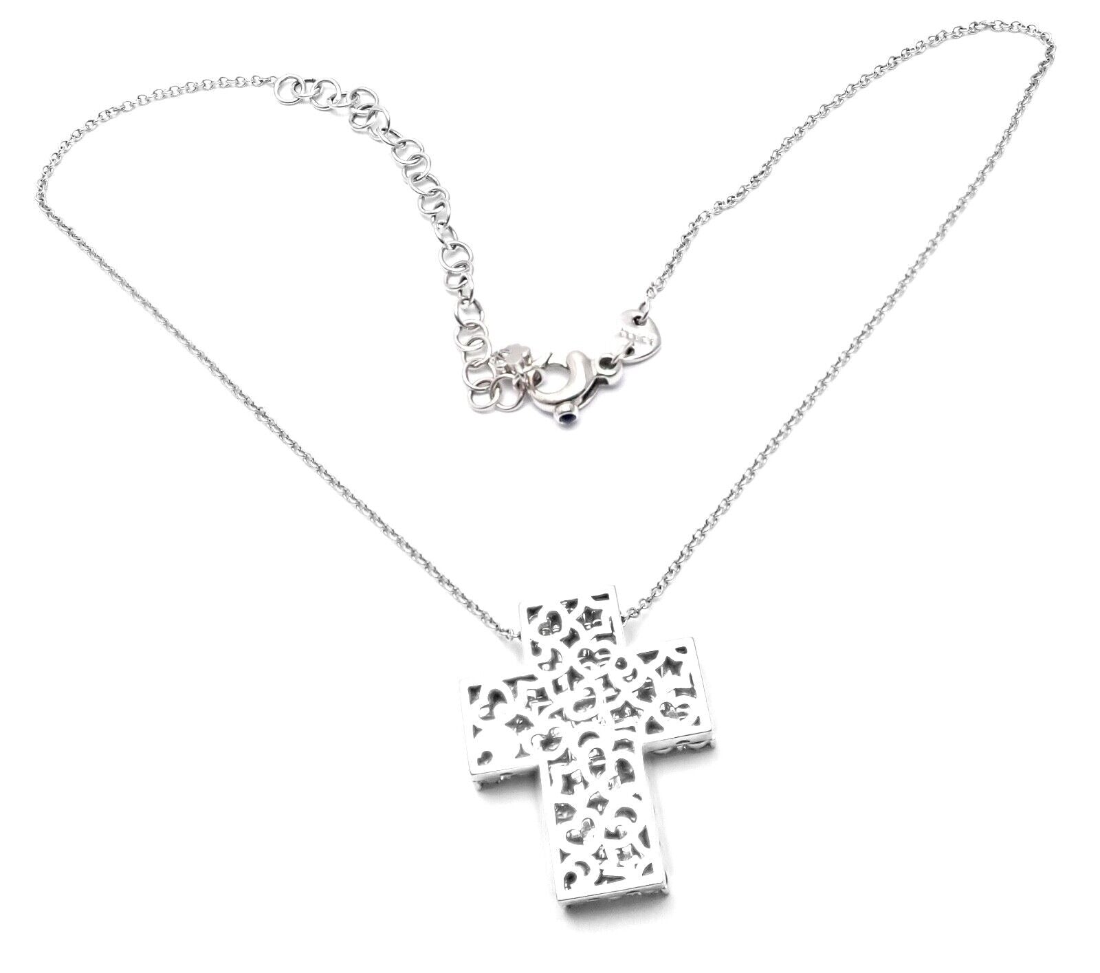 Authentic Pasquale Bruni 18k White Gold Diamond Peridot Cross Pendant Necklace - Elegant Religious Jewelry for Women, Perfect for Weddings, Baptisms & Special Occasions