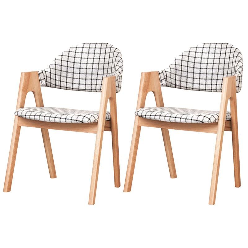 Modern Upholstered Dining Chairs Set of 2 - Matte Finish Arm Chairs with Natural Wood Legs for Kitchen, Dining Room, Cafe & Milk Tea Shop (Black/White + Wood Tone) - Perfect for Home Decor, Restaurant Seating & Commercial Spaces
