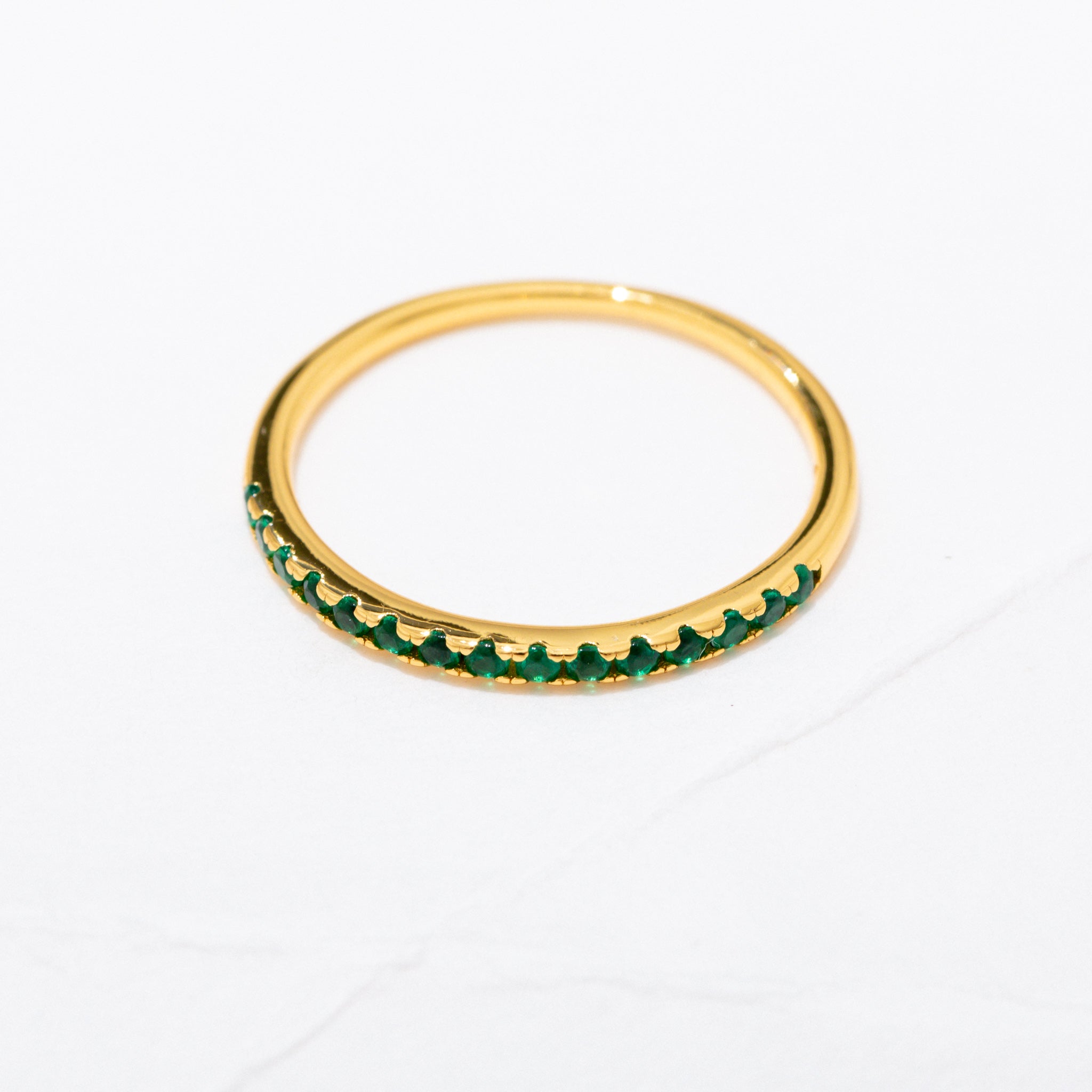 Half Eternity Ring - Dainty Stackable Wedding Band for Women, 14K Gold or Sterling Silver, Perfect for Anniversary Gifts & Bridal Jewelry - Ideal for Everyday Wear, Date Nights & Special Occasions