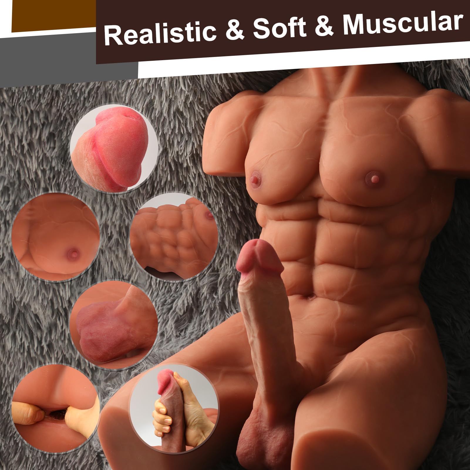 **AUSLOVE Realistic 26LB Male Sex Doll for Women – 8in Flexible Huge Dildo, 3D Muscular Torso with Tight Anal for Men & Gay Couples – Big Penis Sex Toy for Female Masturbation – Perfect for Solo Play & Couples Fantasy**