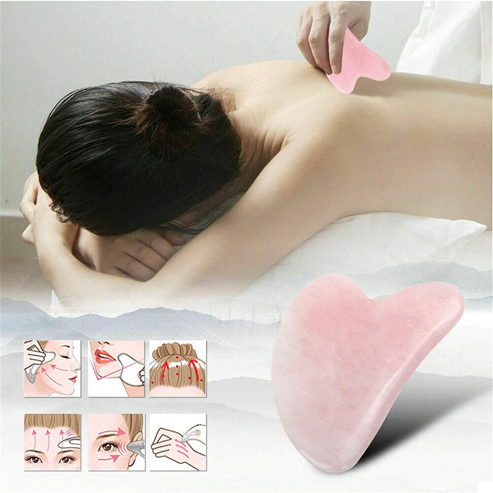 Heart-Shaped Massage Stones Set for Full Body & Face Massage - Skin Care, Detox, Wrinkle Reduction & Muscle Relaxation - Light Green Hot/Cold Therapy Stones for Spa, Home Use & Self-Care