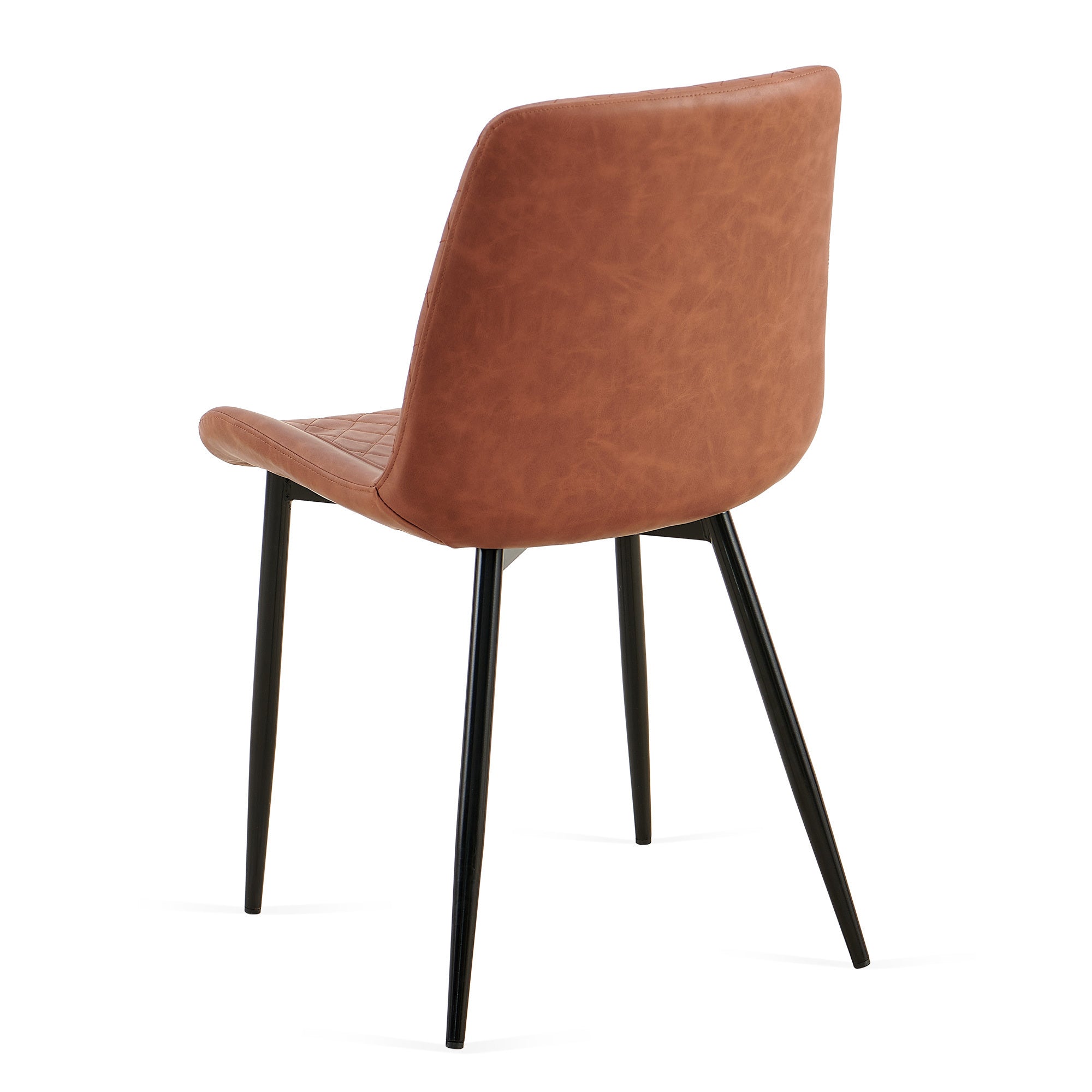 Set of 4 Brown Mid-Century Modern Leathaire Dining Chairs - Armless Side Chairs with Metal Legs for Kitchen, Living Room & Dining Room - Perfect for Home Decor & Entertaining