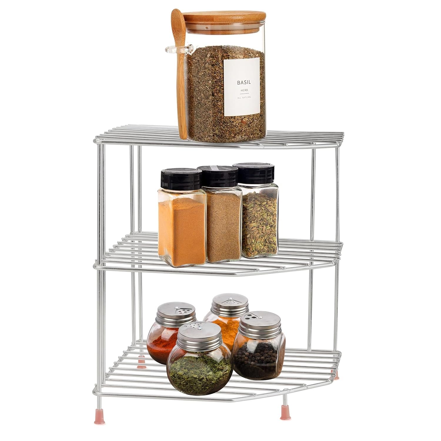 Stainless Steel Expandable Corner Shelf for Kitchen - Countertop Organizer for Plates, Bowls & Dishes - Space Saving Kitchen Storage Rack - Perfect for Small Kitchens, Apartments & Dorm Rooms