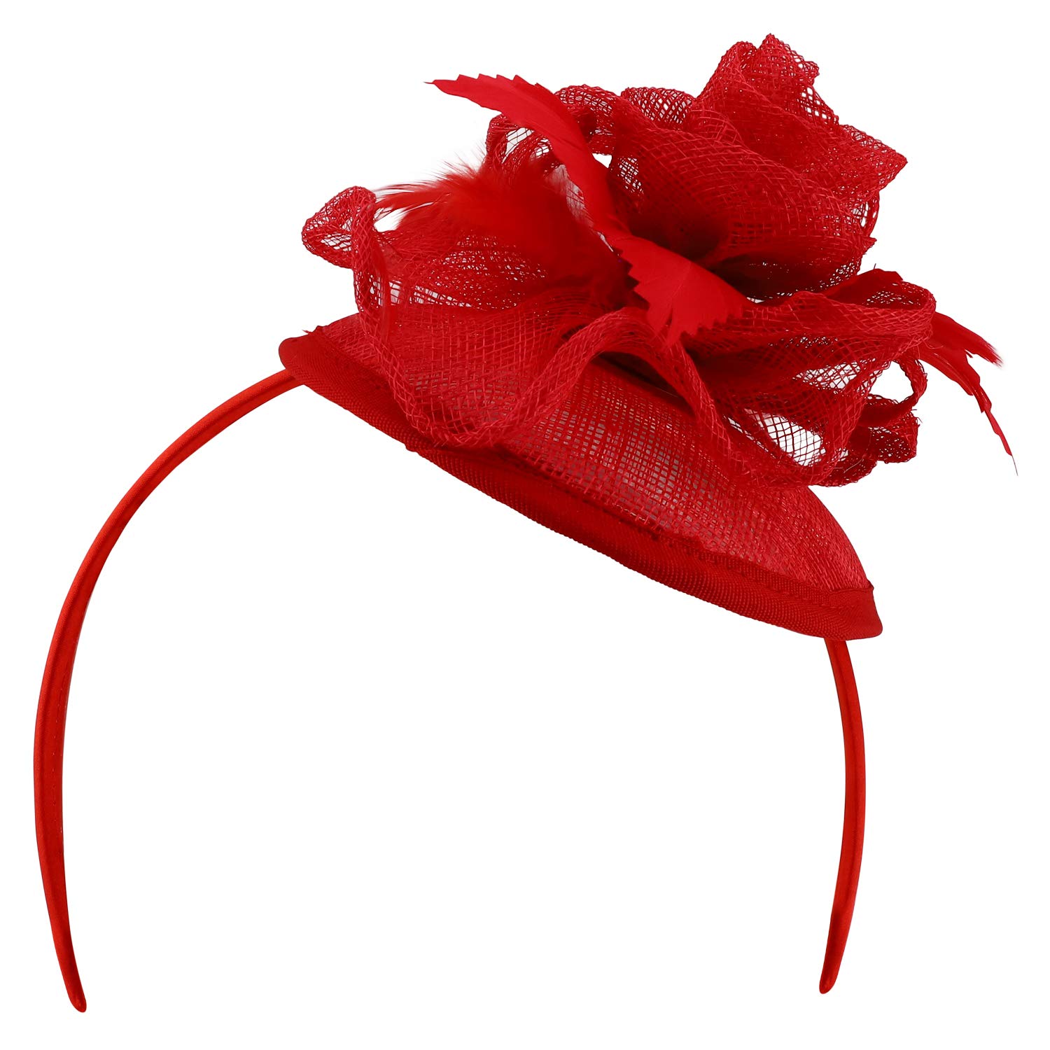 Elegant Sinamay Feather Rose Net Fascinator Headband for Women - Perfect for Weddings, Tea Parties & Special Occasions