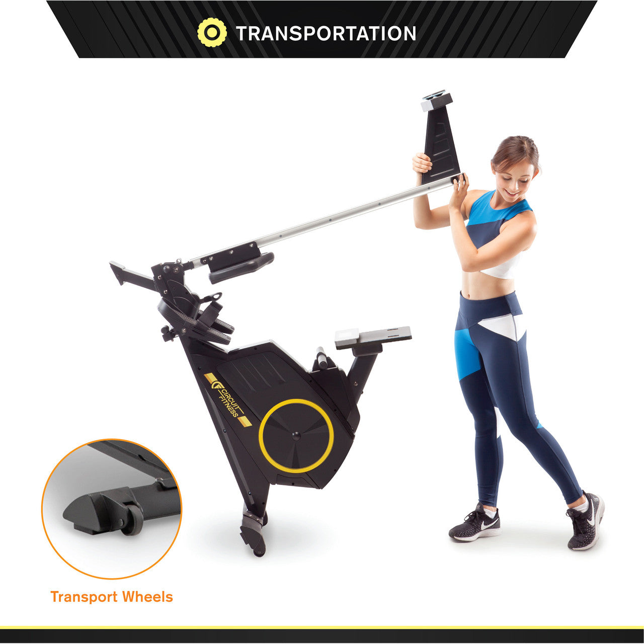 Foldable Magnetic Rowing Machine with Bluetooth - Portable Home Gym Equipment for Full Body Workout | Circuit Fitness AMZ 986RW BT | Perfect for Small Spaces & Apartment Workouts