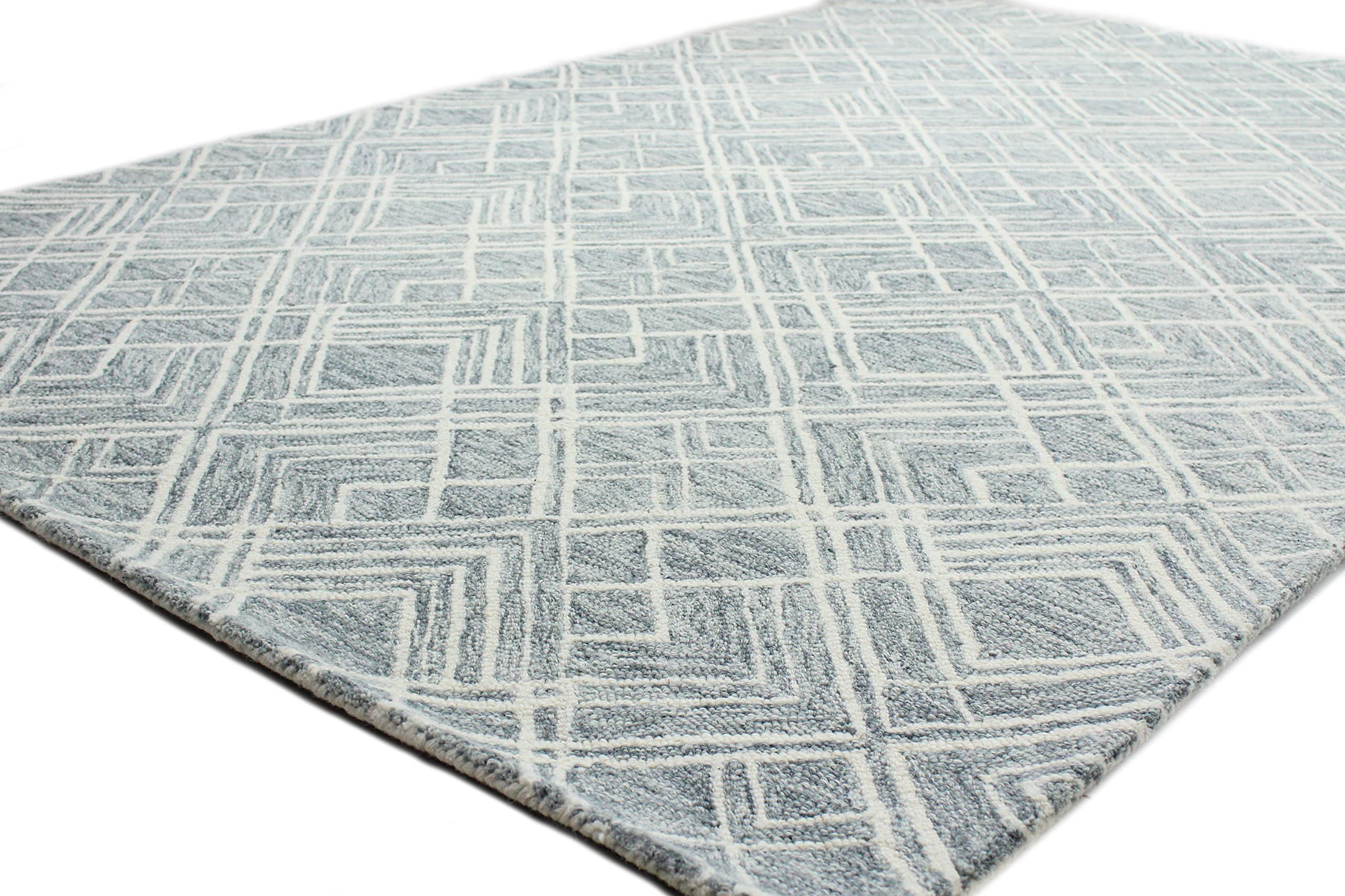 Bashian Collection 5’ x 7.6’ Silver Luxury Hand-Tufted Wool Area Rug - Soft Living Room Carpet, Entryway Runner, Bedroom Decor - Perfect for Modern Home & Office Spaces
