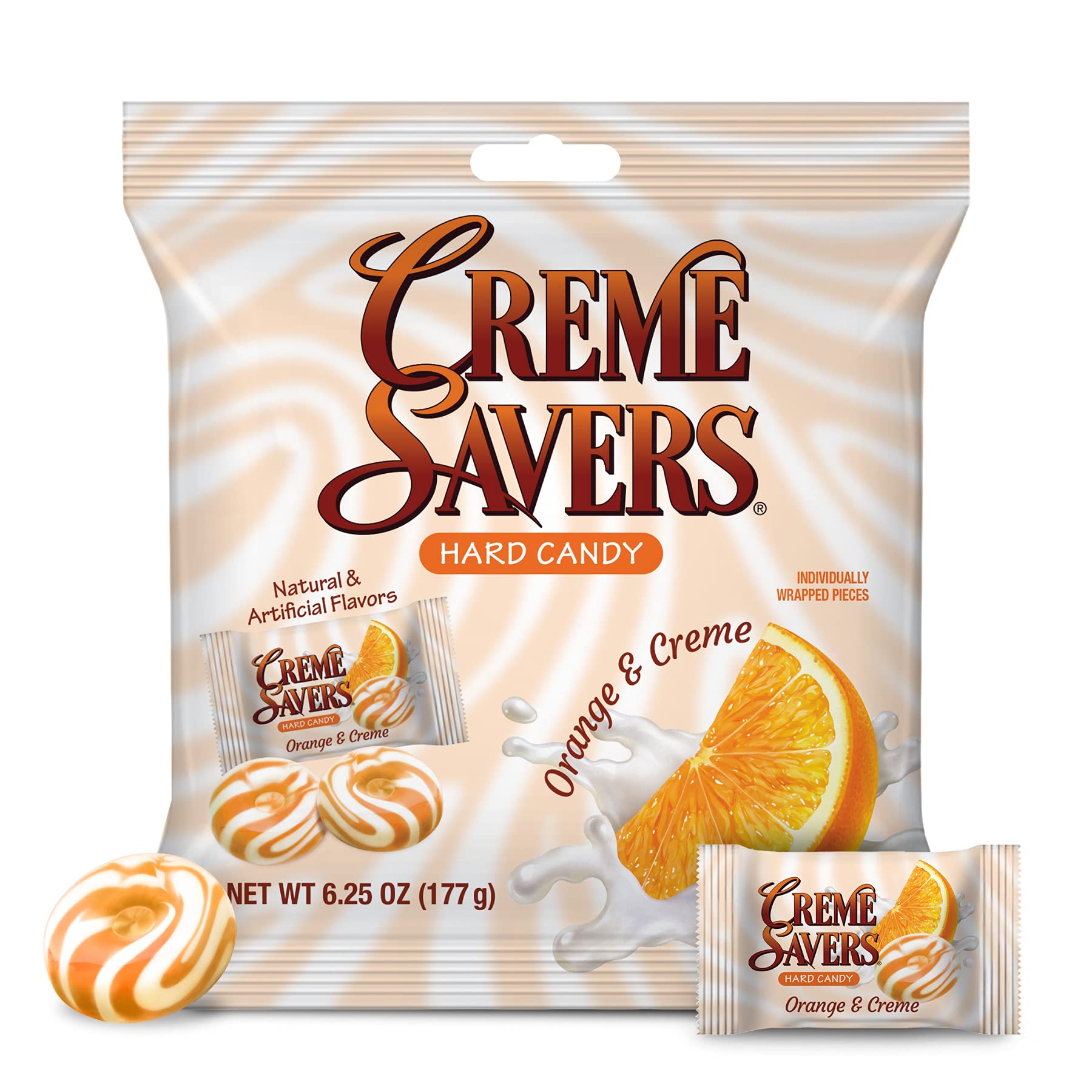Creme Savers Orange and Creme Hard Candy - Classic Orange Cream Flavor | 6.25oz Resealable Bag | Perfect for Office Snacks, Party Favors & Gift Baskets