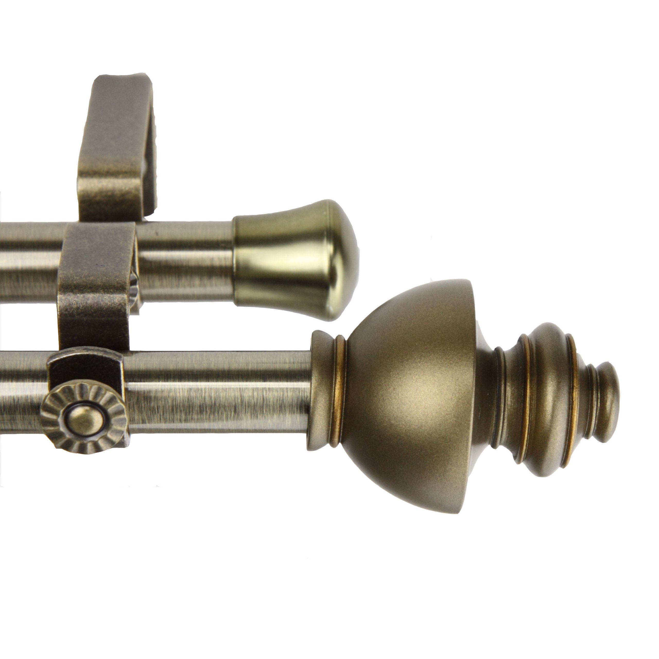 Rod Desyne Dynasty Double Window Set Curtain Rod 66-120 Inches Antique Brass - Elegant Window Treatment for Living Room & Bedroom Decor