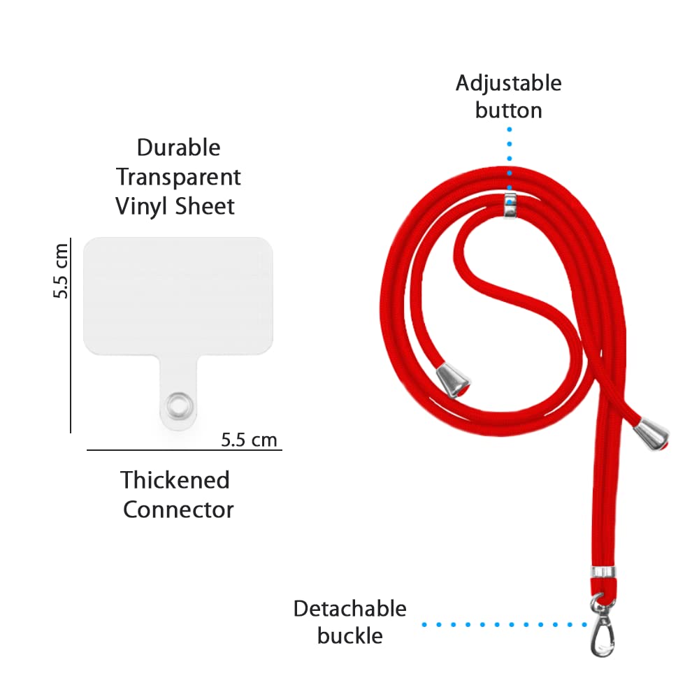 Universal Phone Lanyard Set - 5 Adjustable Nylon Neck Straps with Card Holders for Smartphones - Work & Travel Use