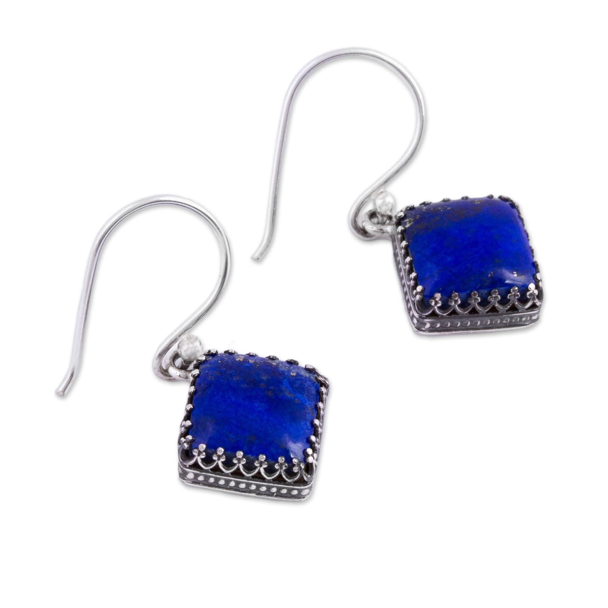 Handmade Lapis Lazuli Dangle Earrings - Sterling Silver Blue Birthstone Jewelry from Mexico | 1.3