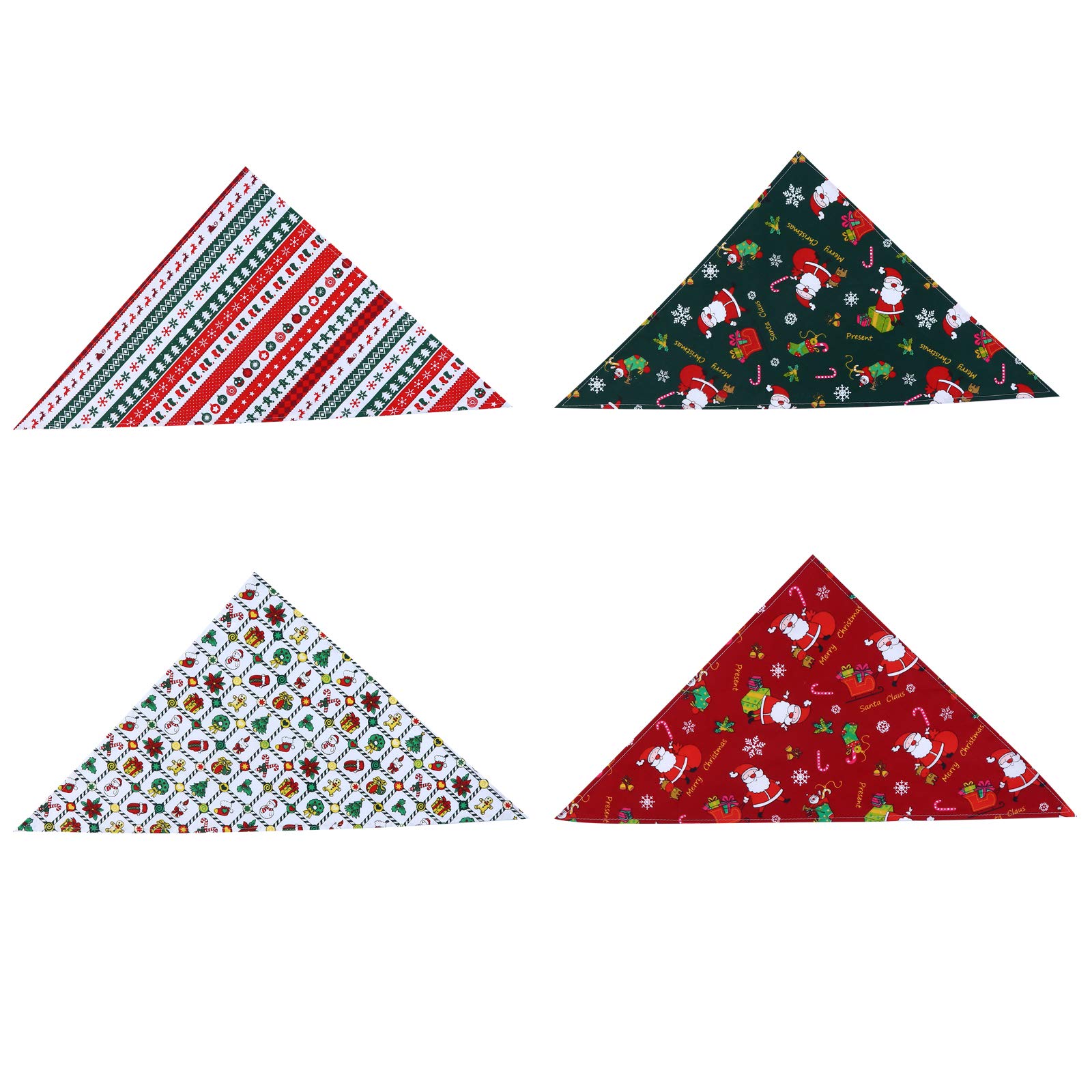 Christmas Pet Costume Set - 4Pcs Santa Claus Dog Scarf & Holiday Triangle Bibs for Small Medium Large Dogs - Perfect for Xmas Parties, Pet Photos & Festive Celebrations