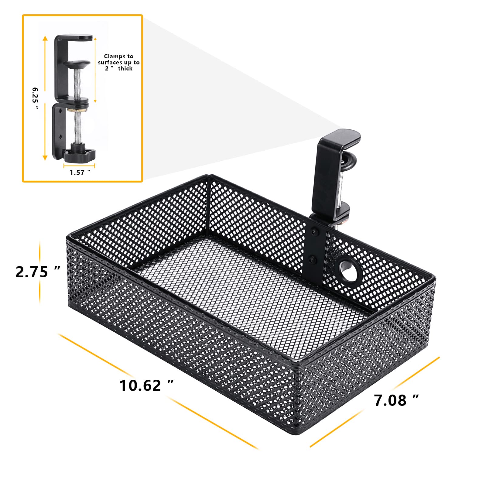 Sturdy Mesh Desk Organizer with Swivel Pencil Drawer - C-Clamp Mount System for Home Office, Art Supplies & Stationery Storage (Black) | Perfect for Workspace Organization, Craft Rooms & Study Areas