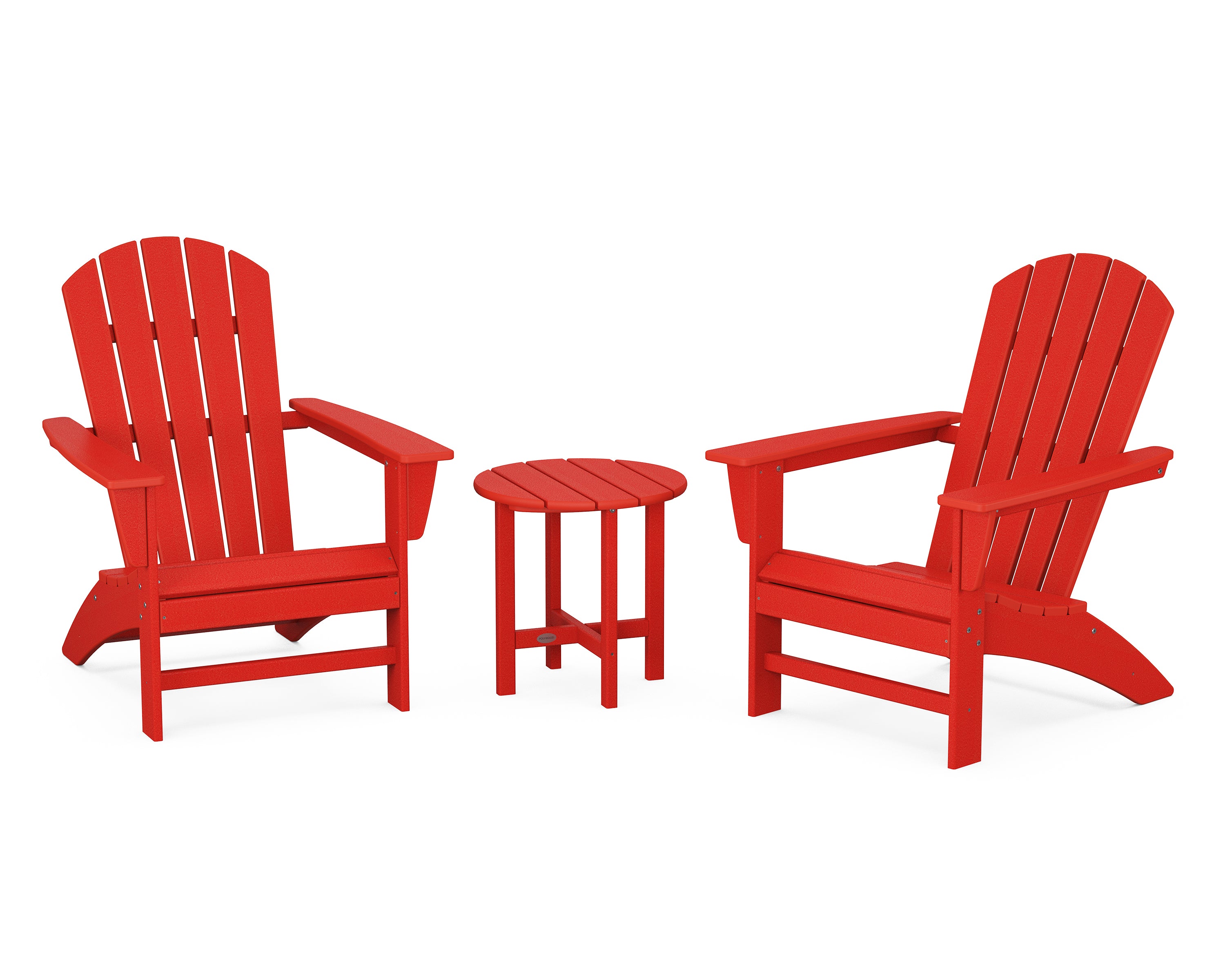 POLYWOOD Nautical 3-Piece Adirondack Chair Set - Durable Outdoor Furniture for Patio, Poolside & Beach - All-Weather Resin Wicker Chairs with Side Table