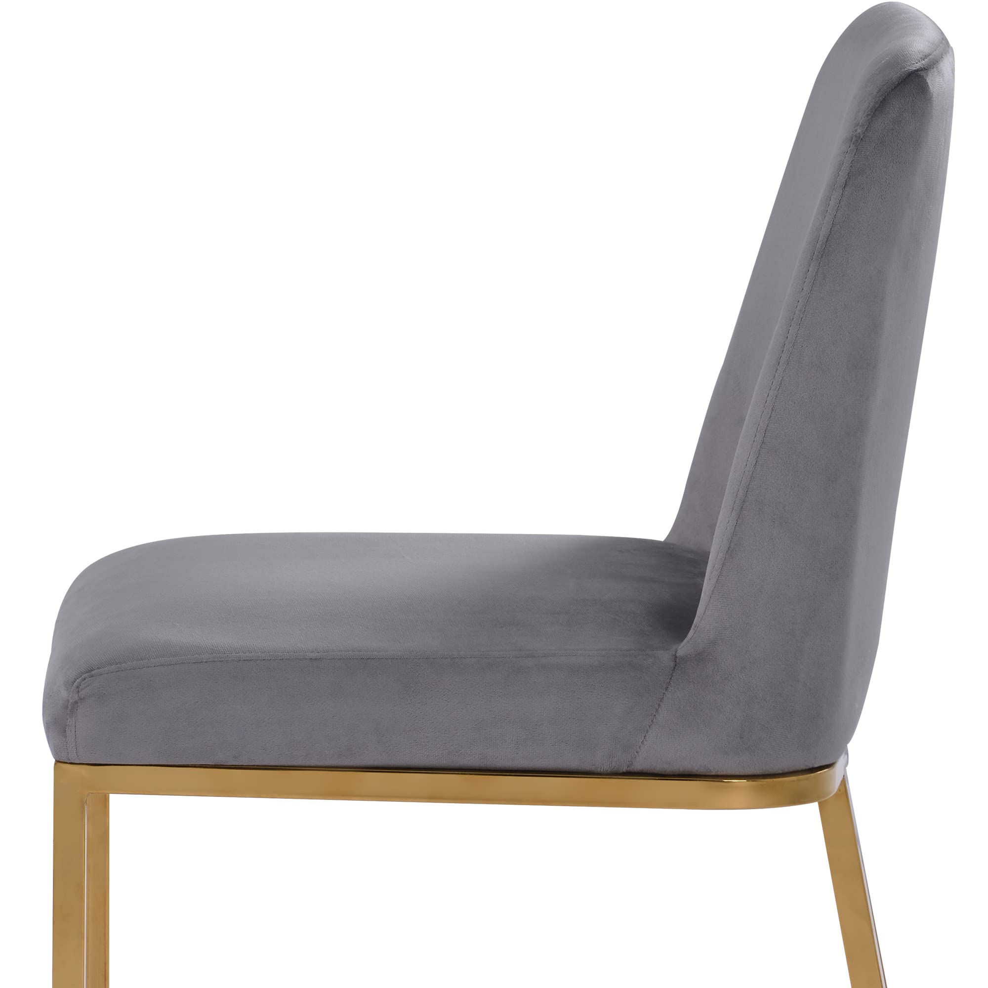 Modern Minimalist Velvet Upholstered Dining Chairs Set of 2 - Armless Accent Chairs with Gold Metal Base for Living Room, Kitchen, Vanity or Patio - Soft Gray Velvet Seating for Home Decor & Entertaining