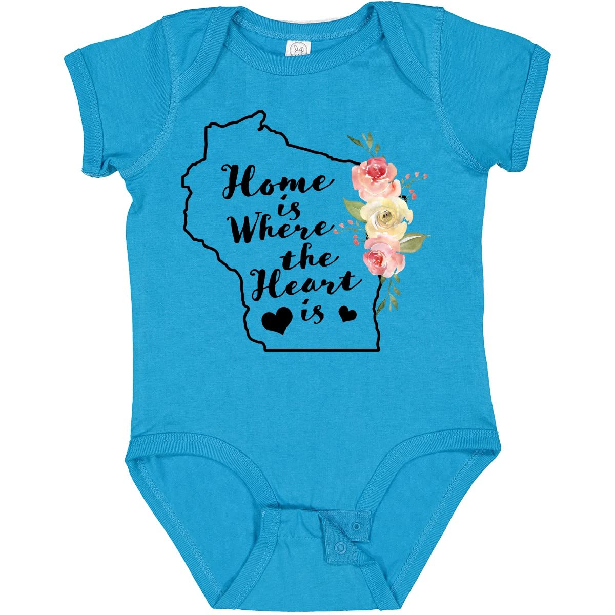 Inktastic Wisconsin Home is Where The Heart is Watercolor Baby Bodysuit - Soft Cotton Onesie for Newborns & Infants - Perfect for Family Photos, Holidays & Everyday Wear