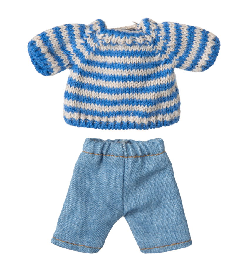 Maileg Knitted Sweater and Pants Set for Big Brother Mouse - Cozy Winter Outfit for Stuffed Animals & Dolls | Perfect for Playtime, Photo Shoots & Gift Giving