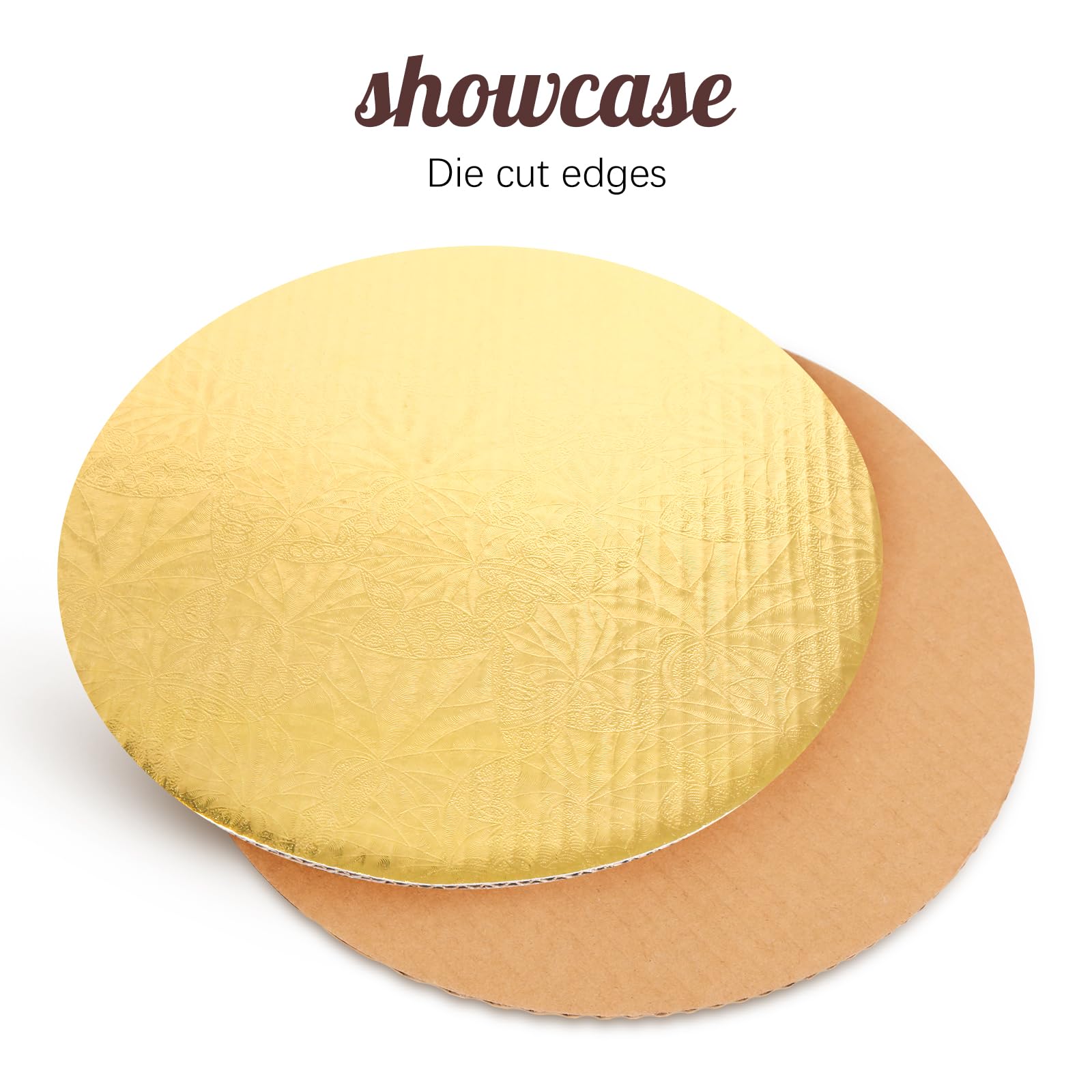 40 Pack 10 Inch Round Disposable Cake Boards - Corrugated Cardboard Cake Plate Circles for Baking, Decorating & Serving - Gold (Ideal for Birthday, Wedding & Party Desserts)
