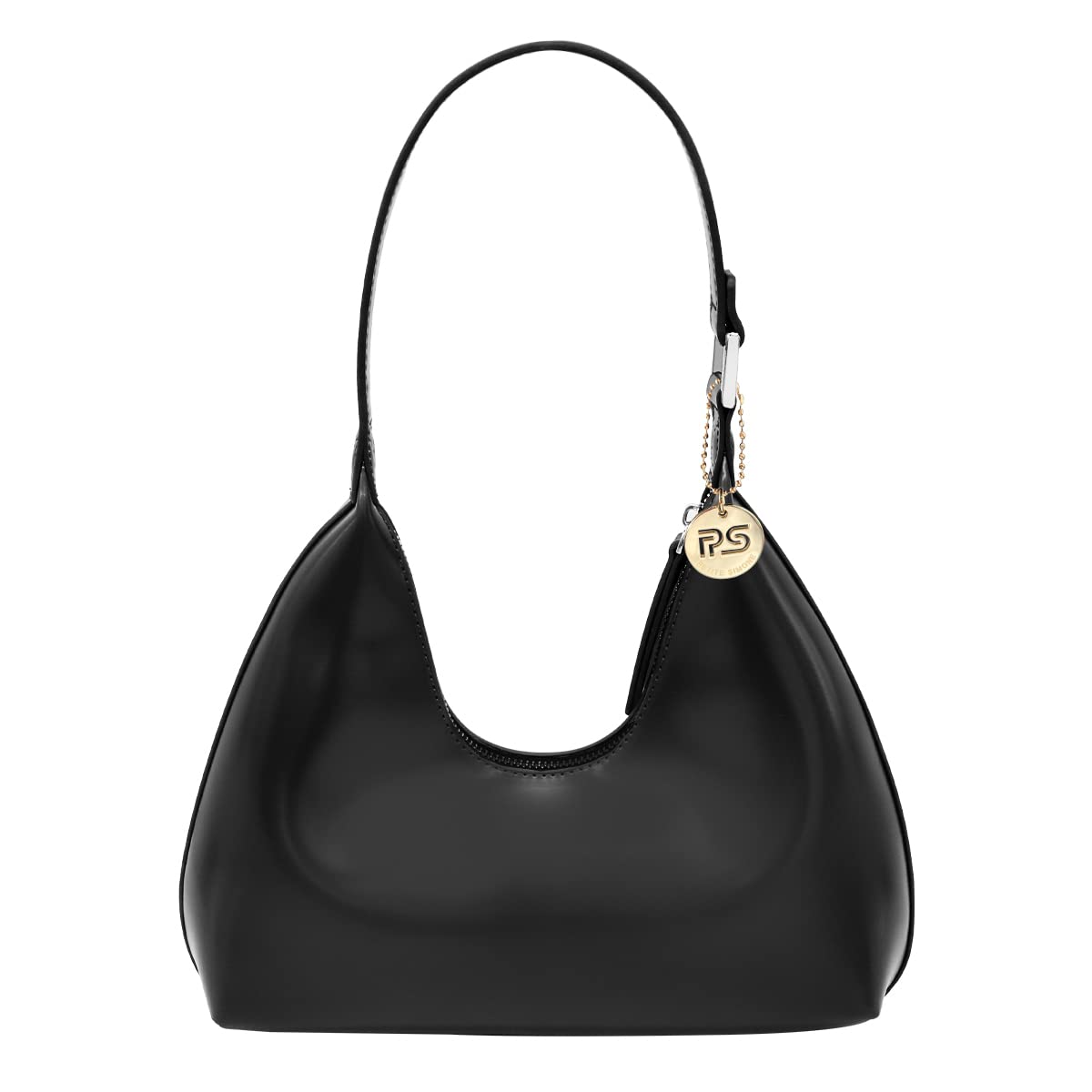 PS PETITE SIMONE Small Black Shoulder Bag for Women | Everyday Crossbody Purse | Hobo & Crescent Handbag | Perfect for Work, Travel & Date Night