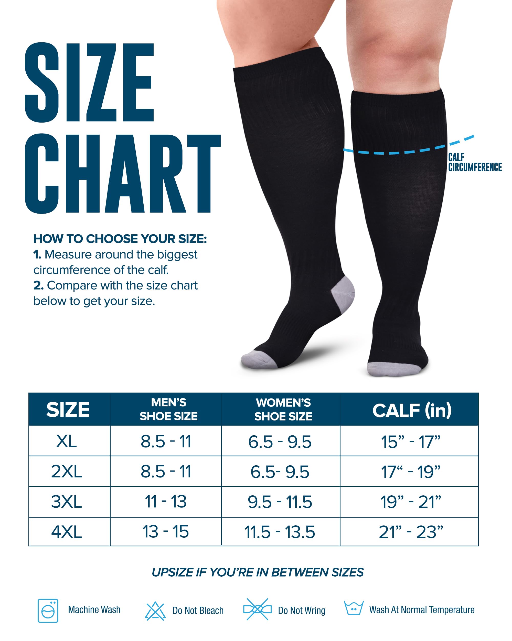 **Doctor's Select 3 Pairs Plus Size Compression Socks for Women & Men – Wide Calf, Bamboo Viscose, Knee High Support – Ideal for Travel, Nursing & Varicose Vein Relief (Black)**